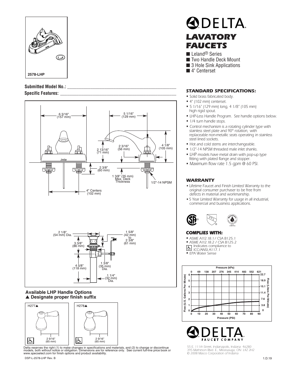 Delta 2578-LHP User Manual | 1 page