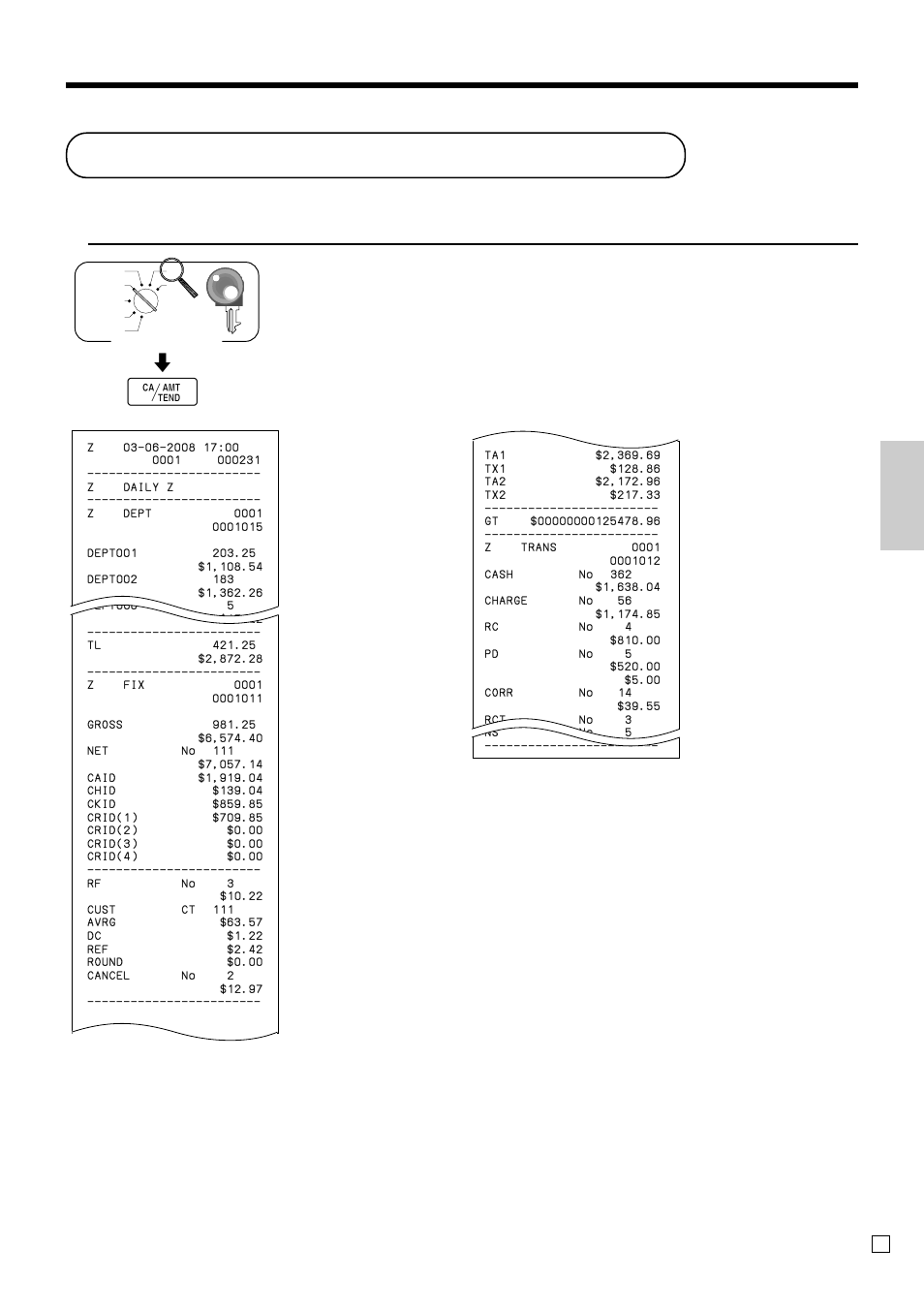 Printing the daily sales reset report, Basic operations and setups, These items can be skipped by programming | Casio PCR-T2100 User Manual | Page 45 / 96