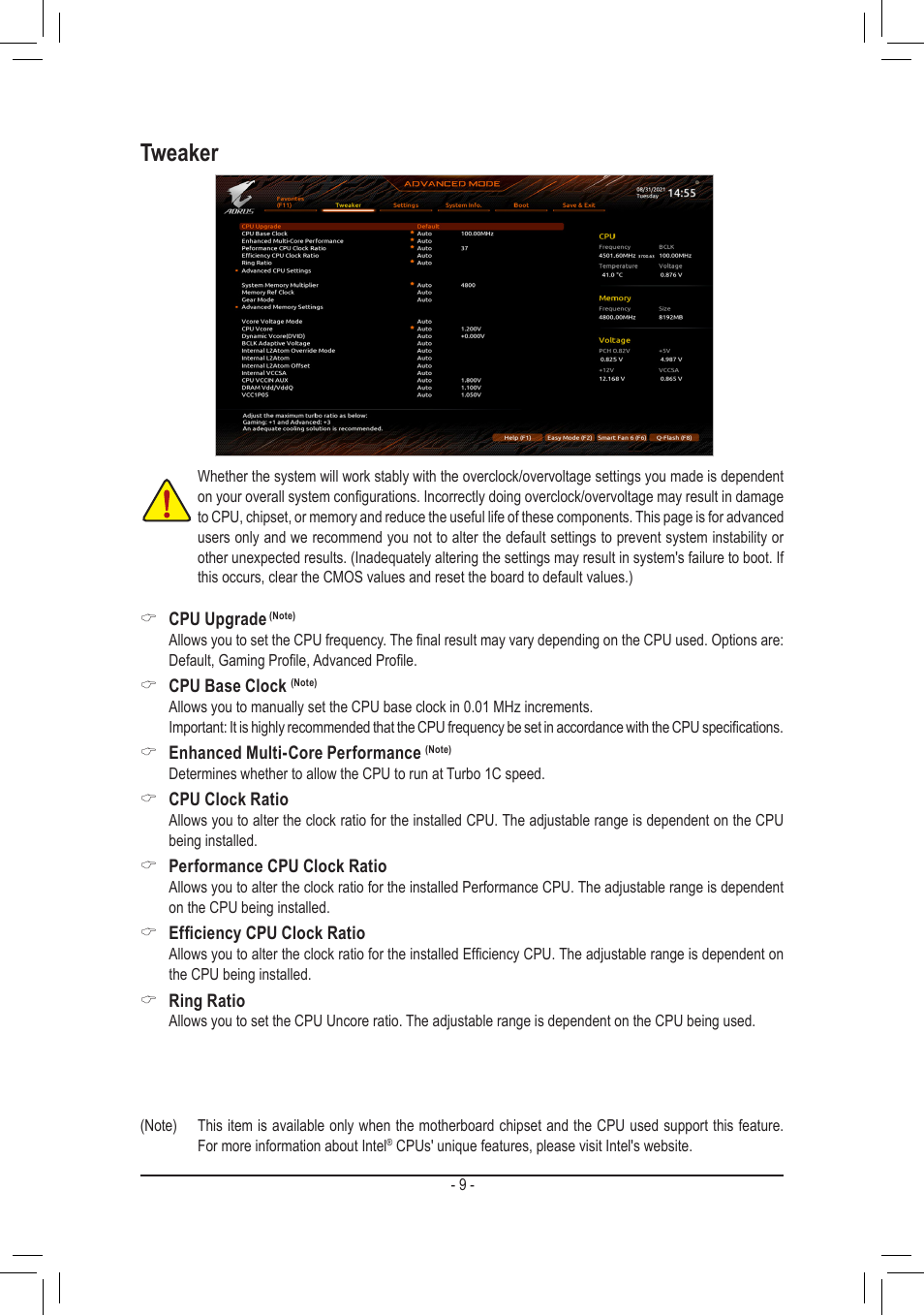 Tweaker | GIGABYTE Z690 AORUS ELITE AX DDR5 LGA 1700 ATX Motherboard User Manual | Page 9 / 29