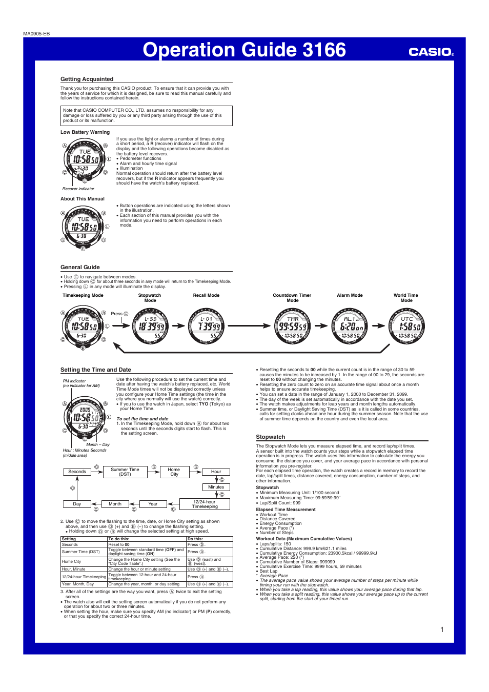 Casio Operation Guide 3166 User Manual | 5 pages