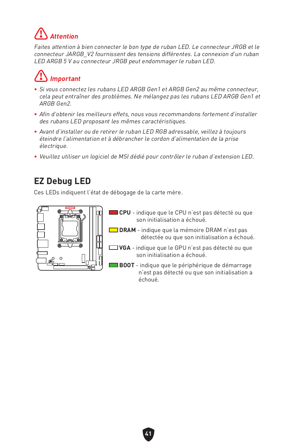 Ez debug led | MSI MPG B650I EDGE WIFI AM5 Mini-ITX Motherboard User Manual | Page 139 / 397