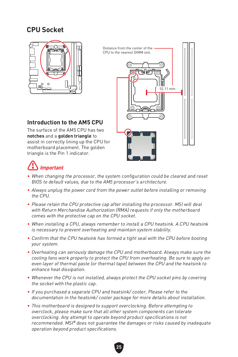 Cpu socket, Introduction to the am5 cpu | MSI MPG B650I EDGE WIFI AM5 Mini-ITX Motherboard User Manual | Page 27 / 397