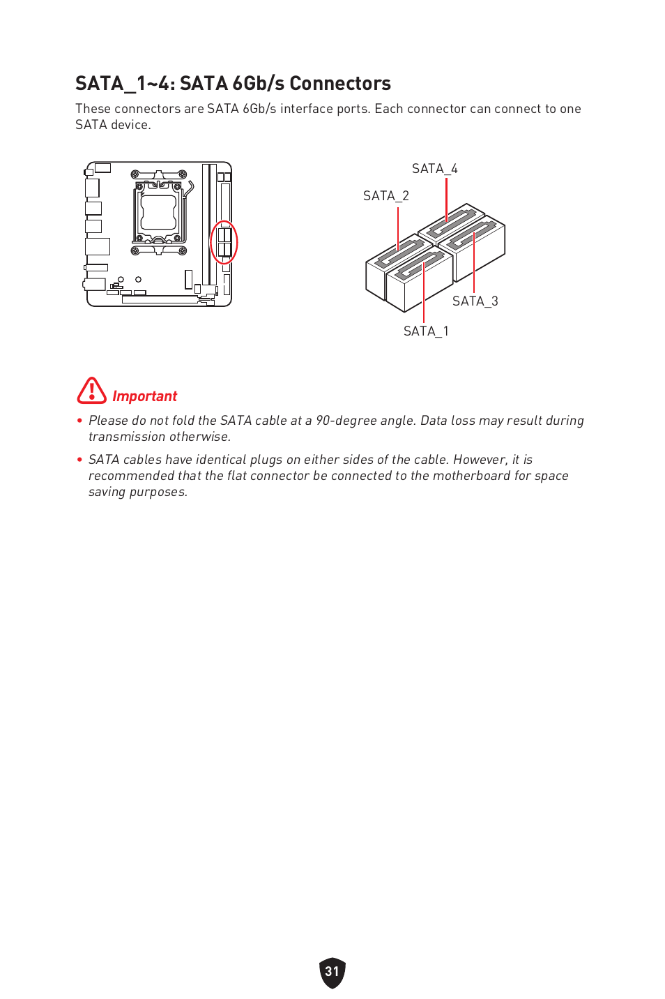 Sata_1~4: sata 6gb/s connectors | MSI MPG B650I EDGE WIFI AM5 Mini-ITX Motherboard User Manual | Page 33 / 397