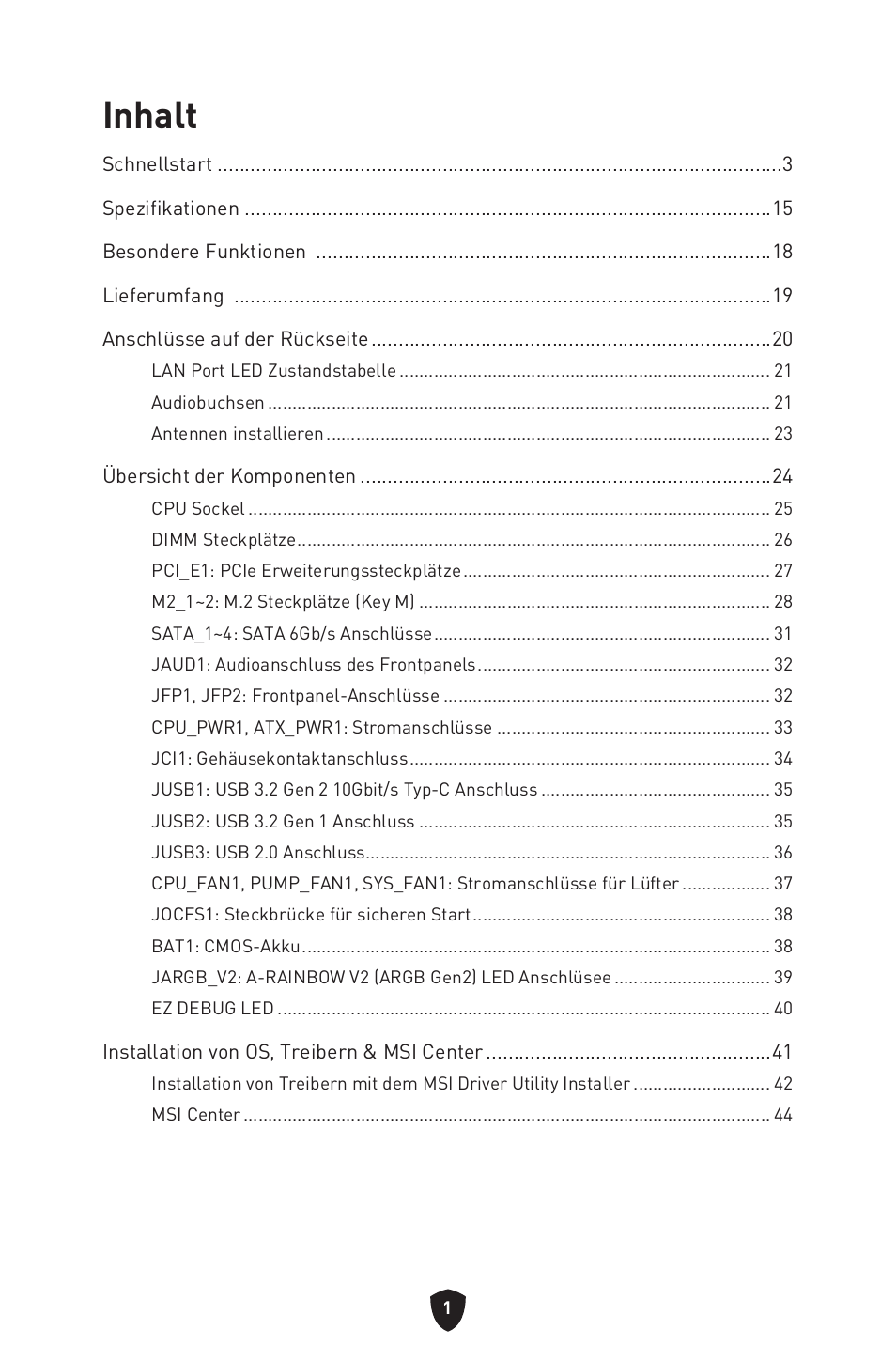 Deutsch, Inhalt | MSI MPG B650I EDGE WIFI AM5 Mini-ITX Motherboard User Manual | Page 51 / 397