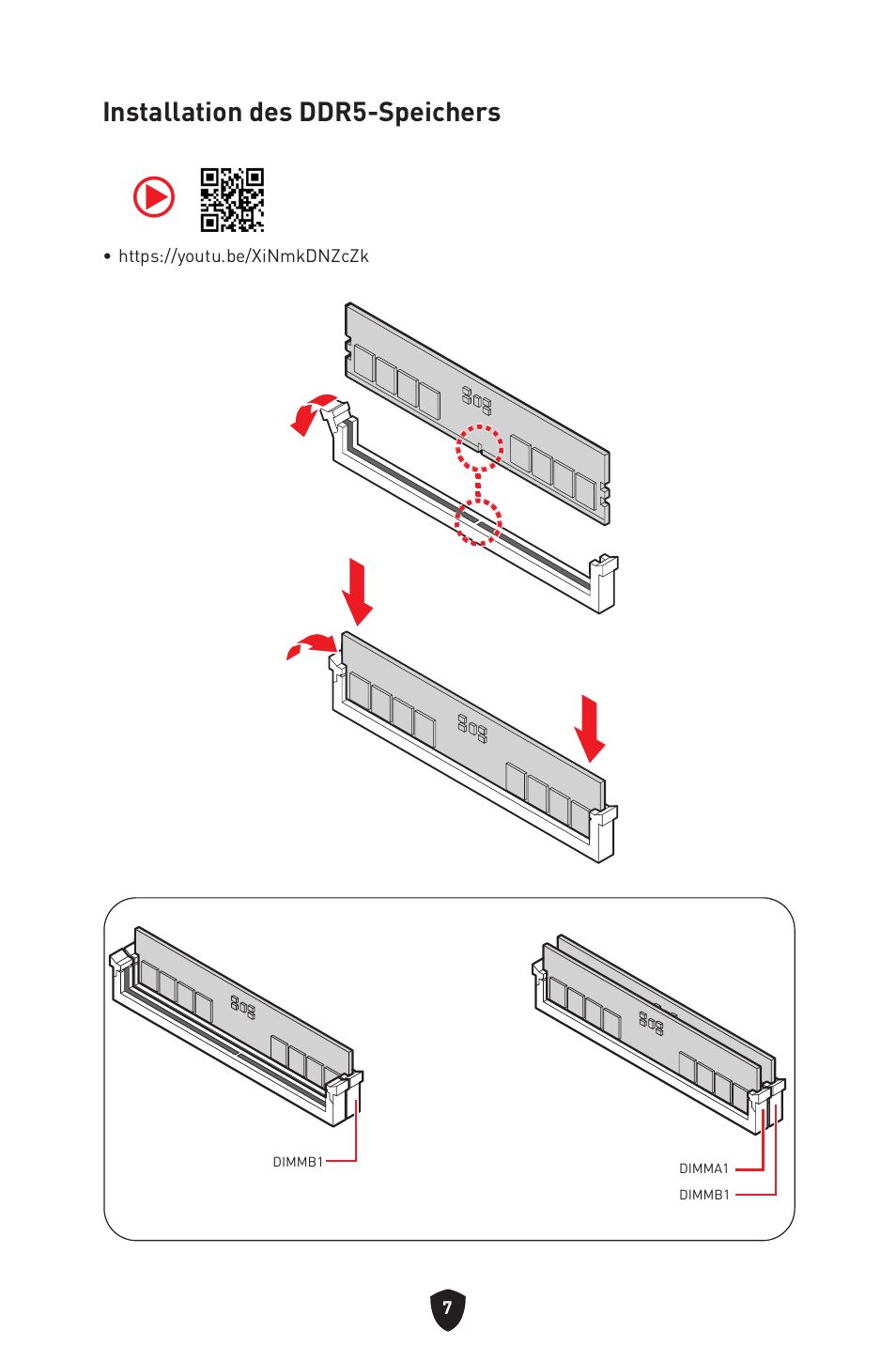 Installation des ddr5-speichers | MSI MPG B650I EDGE WIFI AM5 Mini-ITX Motherboard User Manual | Page 57 / 397