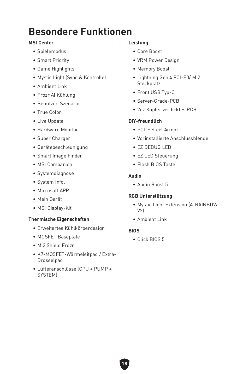 Besondere funktionen | MSI MPG B650I EDGE WIFI AM5 Mini-ITX Motherboard User Manual | Page 68 / 397