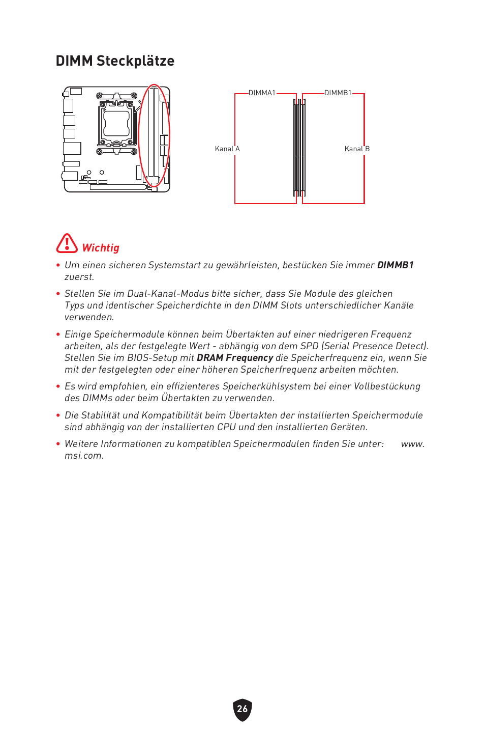 Dimm steckplätze | MSI MPG B650I EDGE WIFI AM5 Mini-ITX Motherboard User Manual | Page 76 / 397