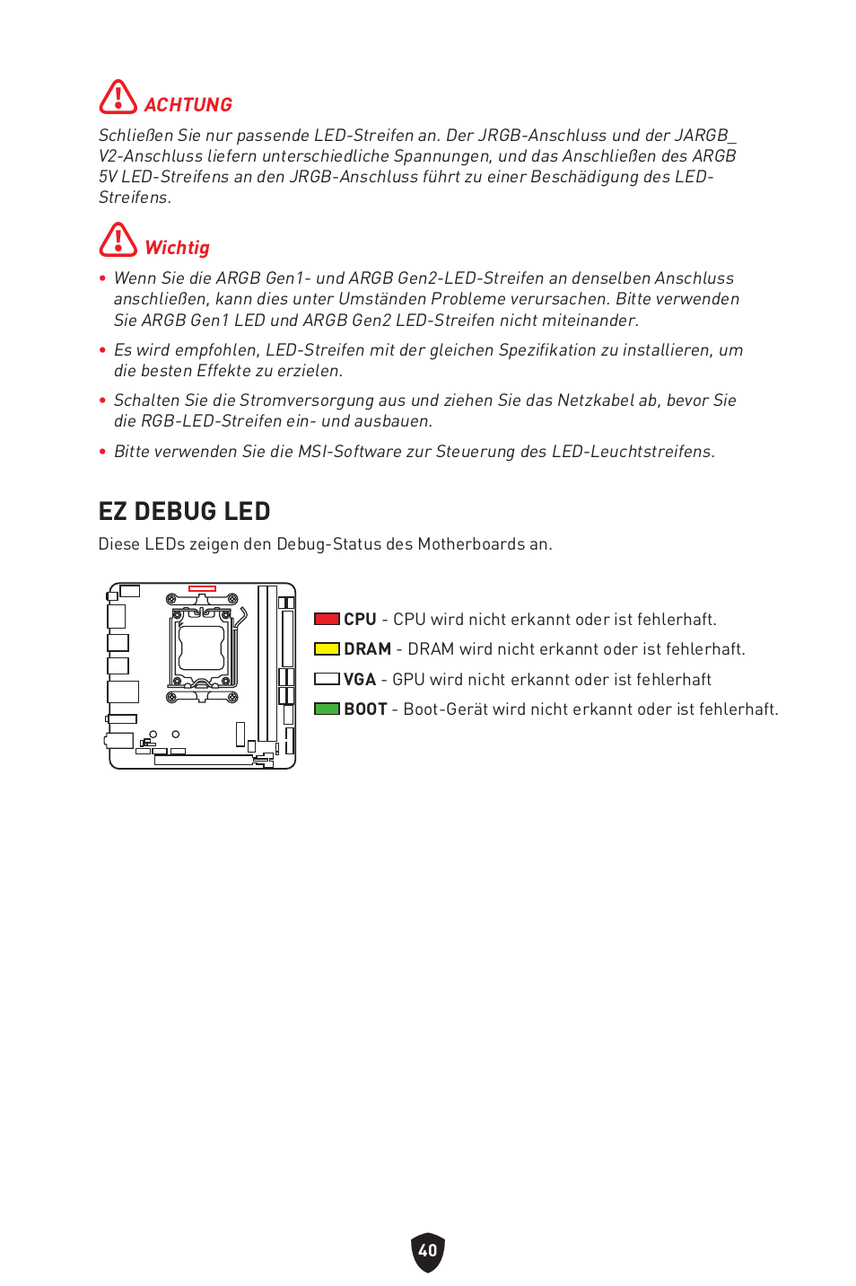 Ez debug led | MSI MPG B650I EDGE WIFI AM5 Mini-ITX Motherboard User Manual | Page 90 / 397