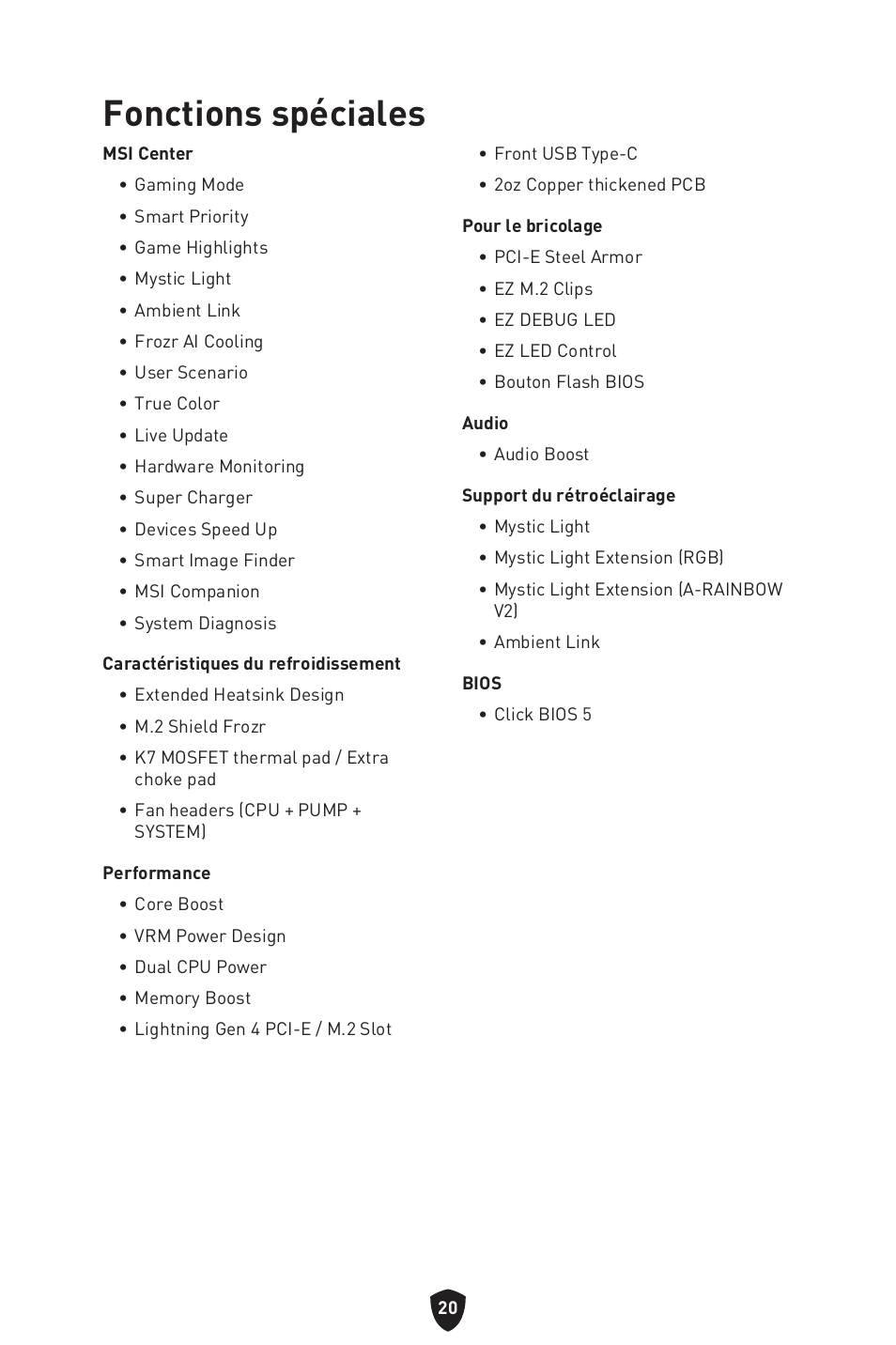 Fonctions spéciales | MSI B650 GAMING PLUS WIFI AM5 ATX Motherboard User Manual | Page 128 / 436