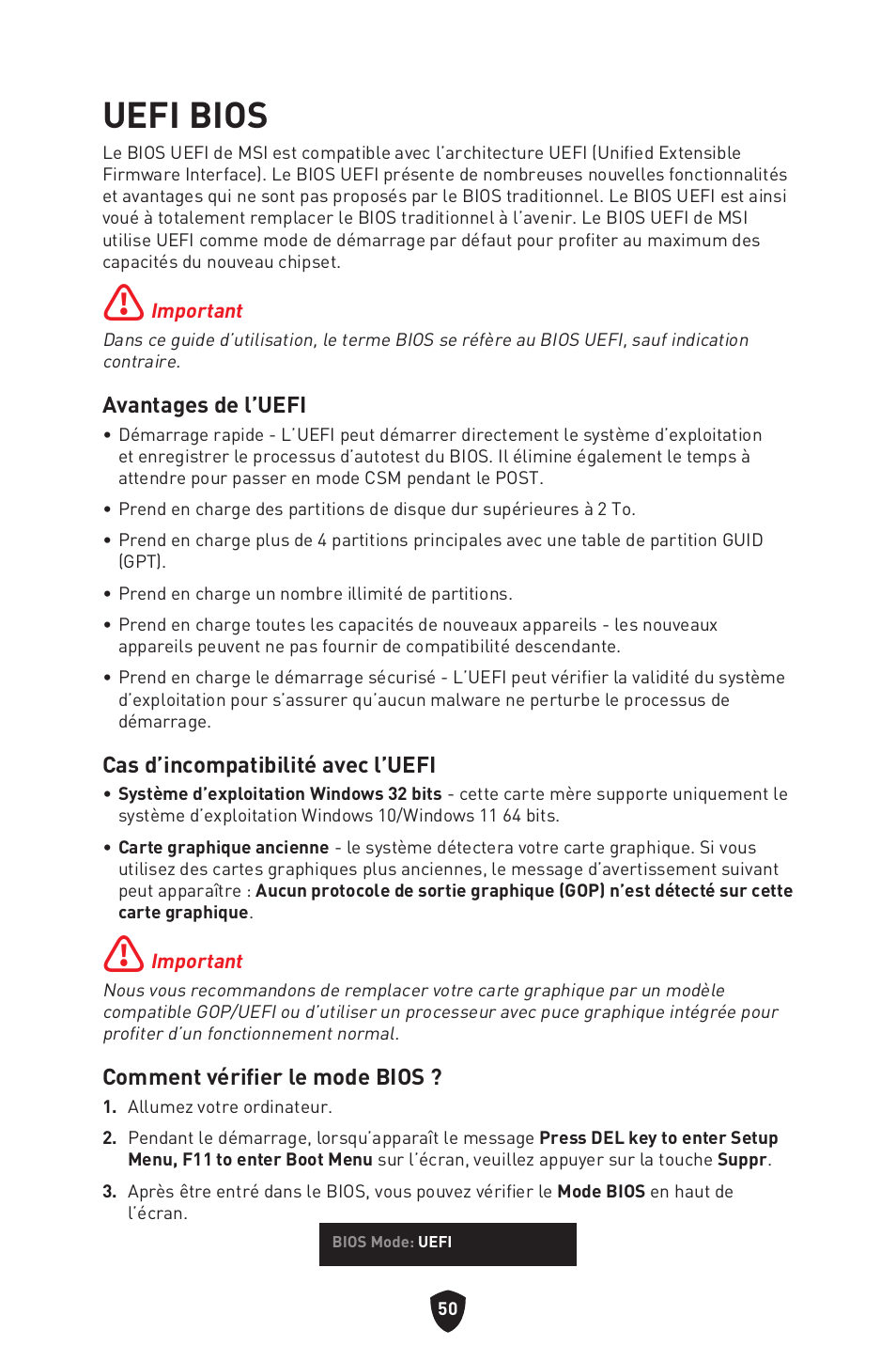 Uefi bios | MSI B650 GAMING PLUS WIFI AM5 ATX Motherboard User Manual | Page 158 / 436