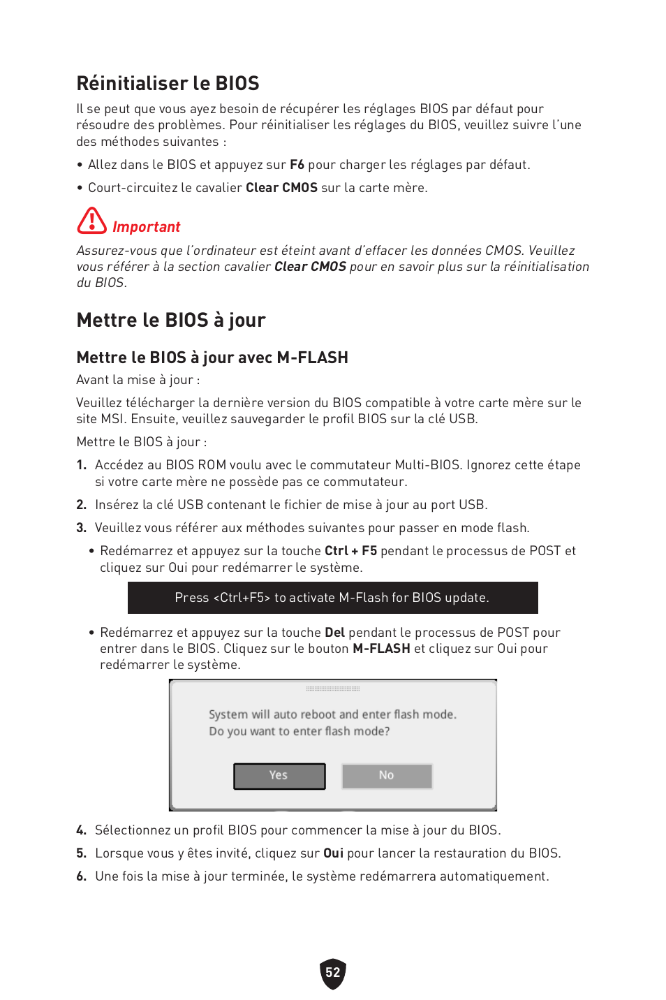 Réinitialiser le bios, Mettre le bios à jour, Réinitialiser le bios mettre le bios à jour | Mettre le bios à jour avec m-flash | MSI B650 GAMING PLUS WIFI AM5 ATX Motherboard User Manual | Page 160 / 436