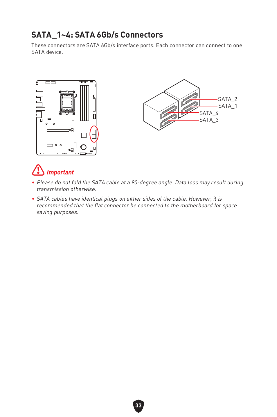 Sata_1~4: sata 6gb/s connectors | MSI B650 GAMING PLUS WIFI AM5 ATX Motherboard User Manual | Page 35 / 436