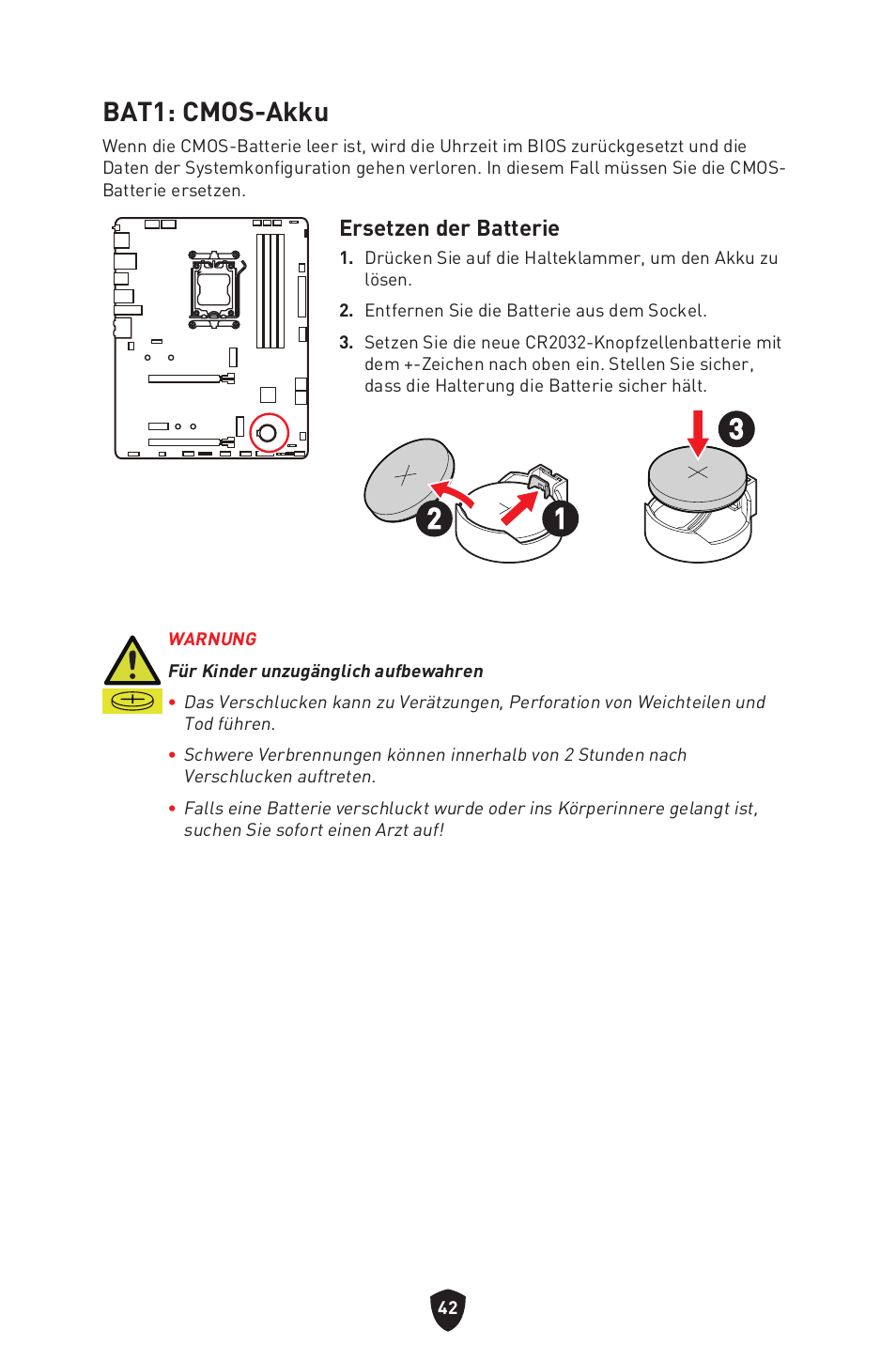 Bat1: cmos-akku | MSI B650 GAMING PLUS WIFI AM5 ATX Motherboard User Manual | Page 97 / 436