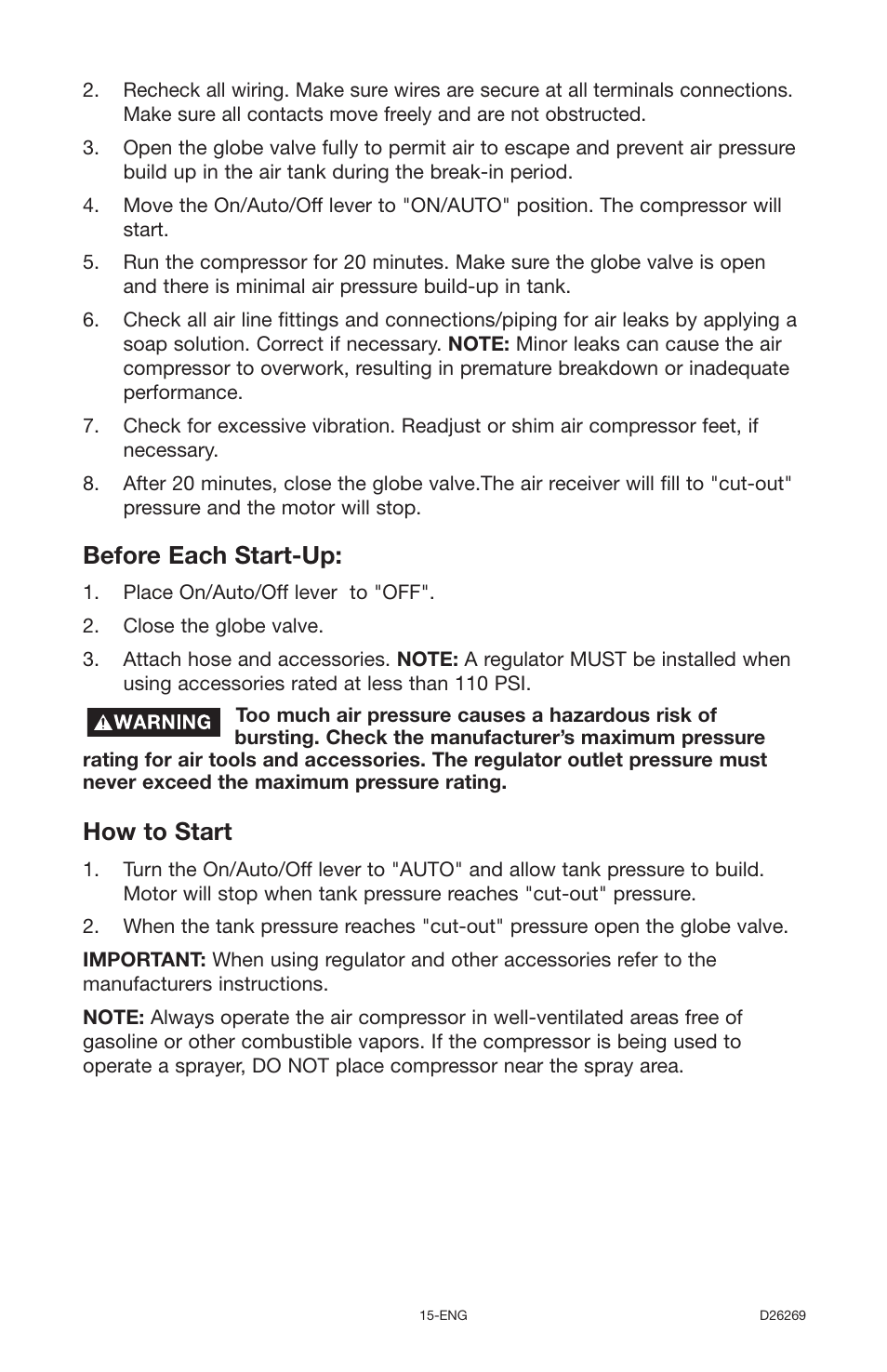 How to start, Before each start-up | Delta 66-750 User Manual | Page 15 / 30