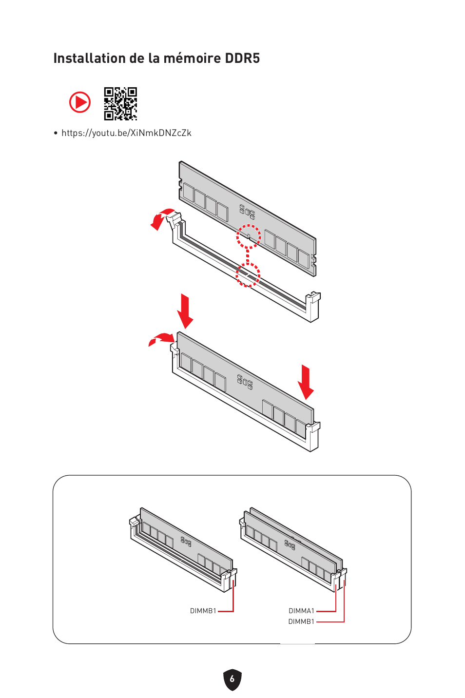 Installation de la mémoire ddr5 | MSI MPG B760I EDGE WIFI LGA 1700 Mini-ITX Motherboard User Manual | Page 106 / 405