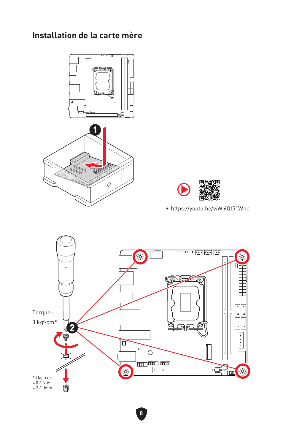 Installation de la carte mère 1 1 | MSI MPG B760I EDGE WIFI LGA 1700 Mini-ITX Motherboard User Manual | Page 108 / 405