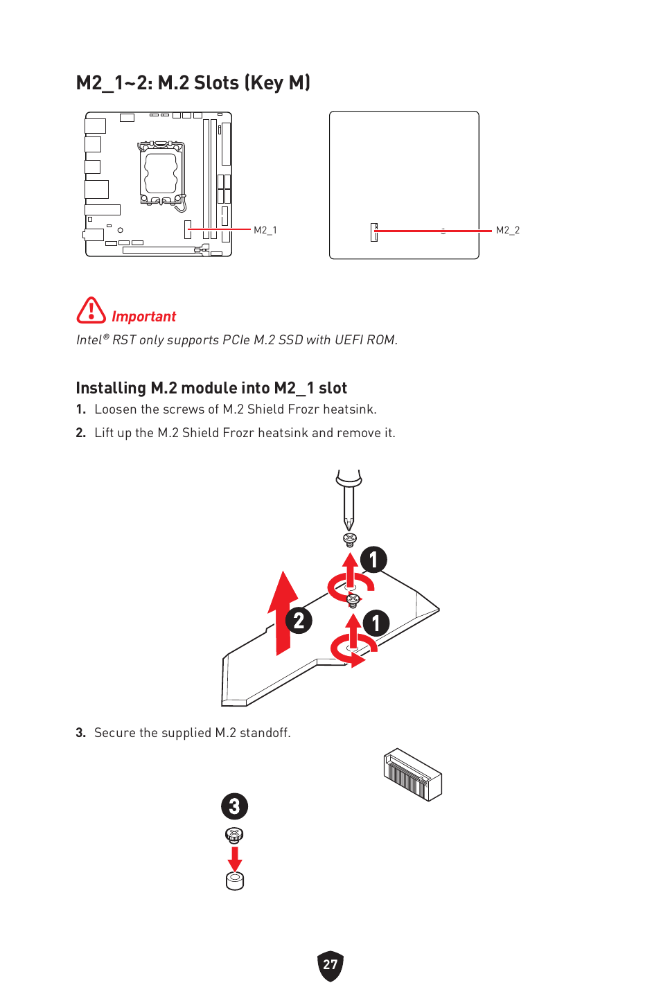 M2_1~2: m.2 slots (key m) | MSI MPG B760I EDGE WIFI LGA 1700 Mini-ITX Motherboard User Manual | Page 29 / 405