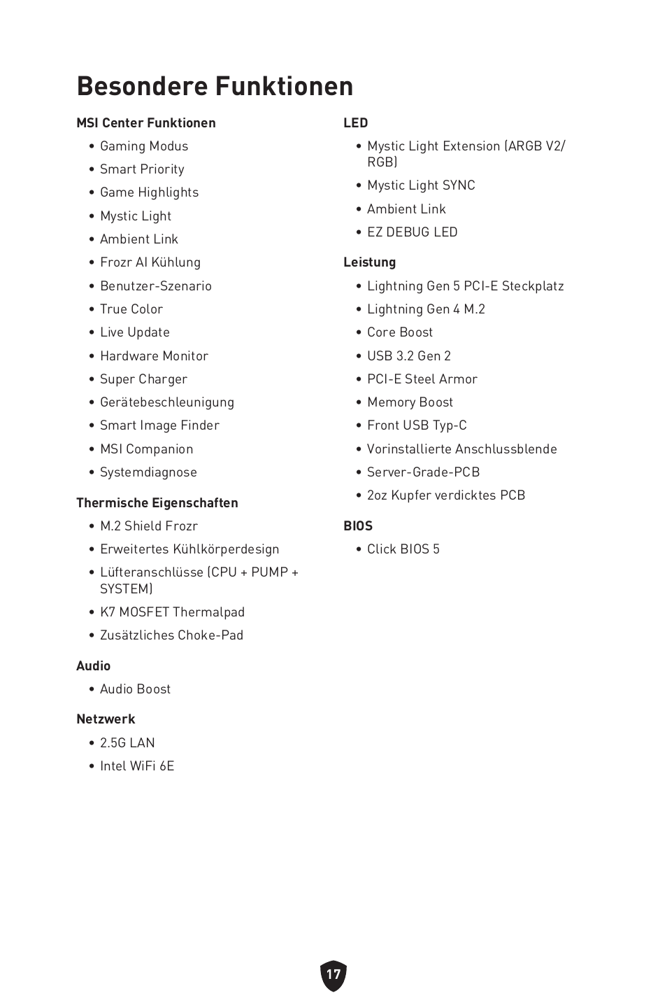 Besondere funktionen | MSI MPG B760I EDGE WIFI LGA 1700 Mini-ITX Motherboard User Manual | Page 68 / 405