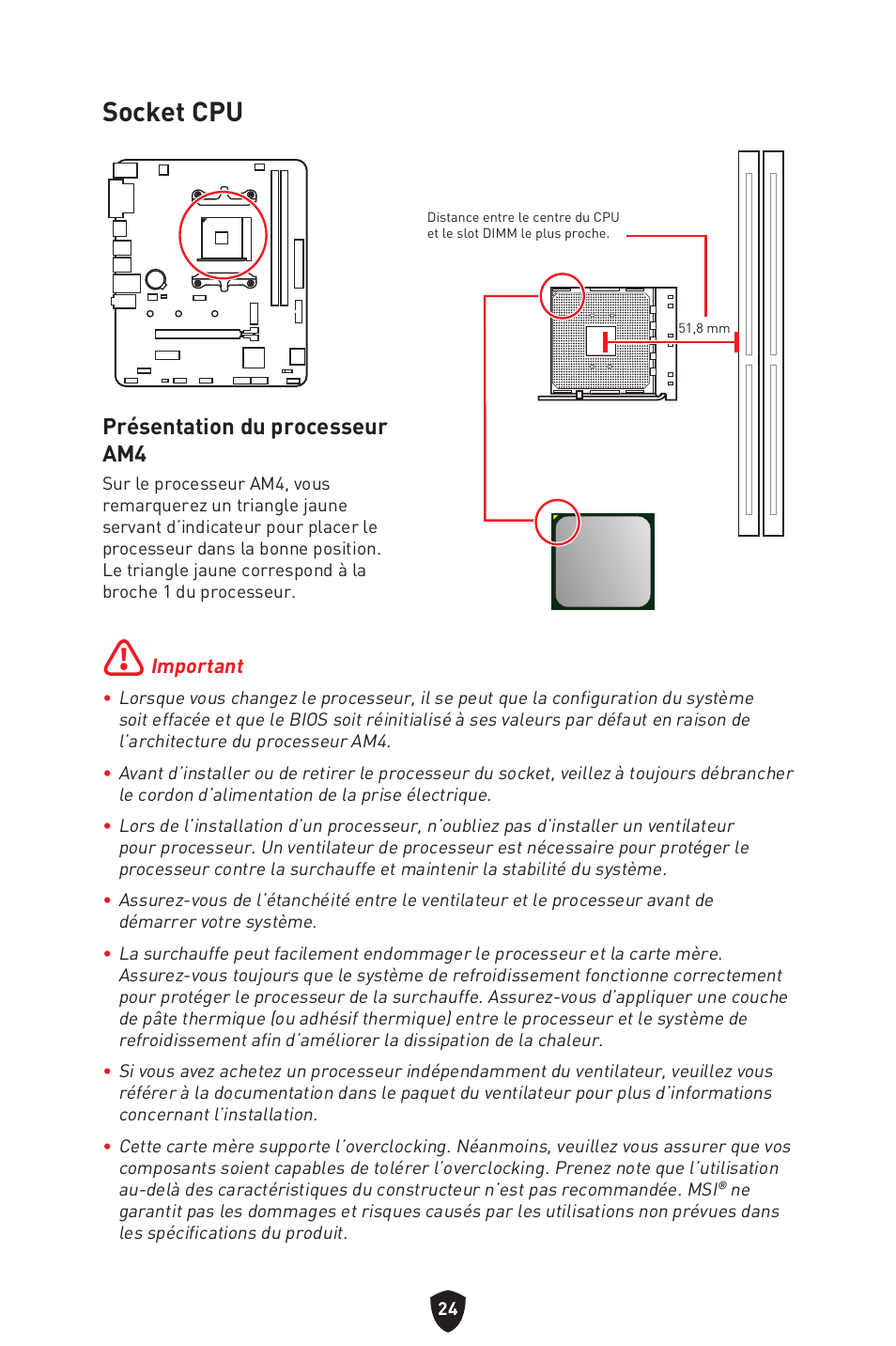 Socket cpu, Présentation du processeur am4 | MSI B450M-A PRO MAX II Micro-ATX Motherboard User Manual | Page 114 / 362