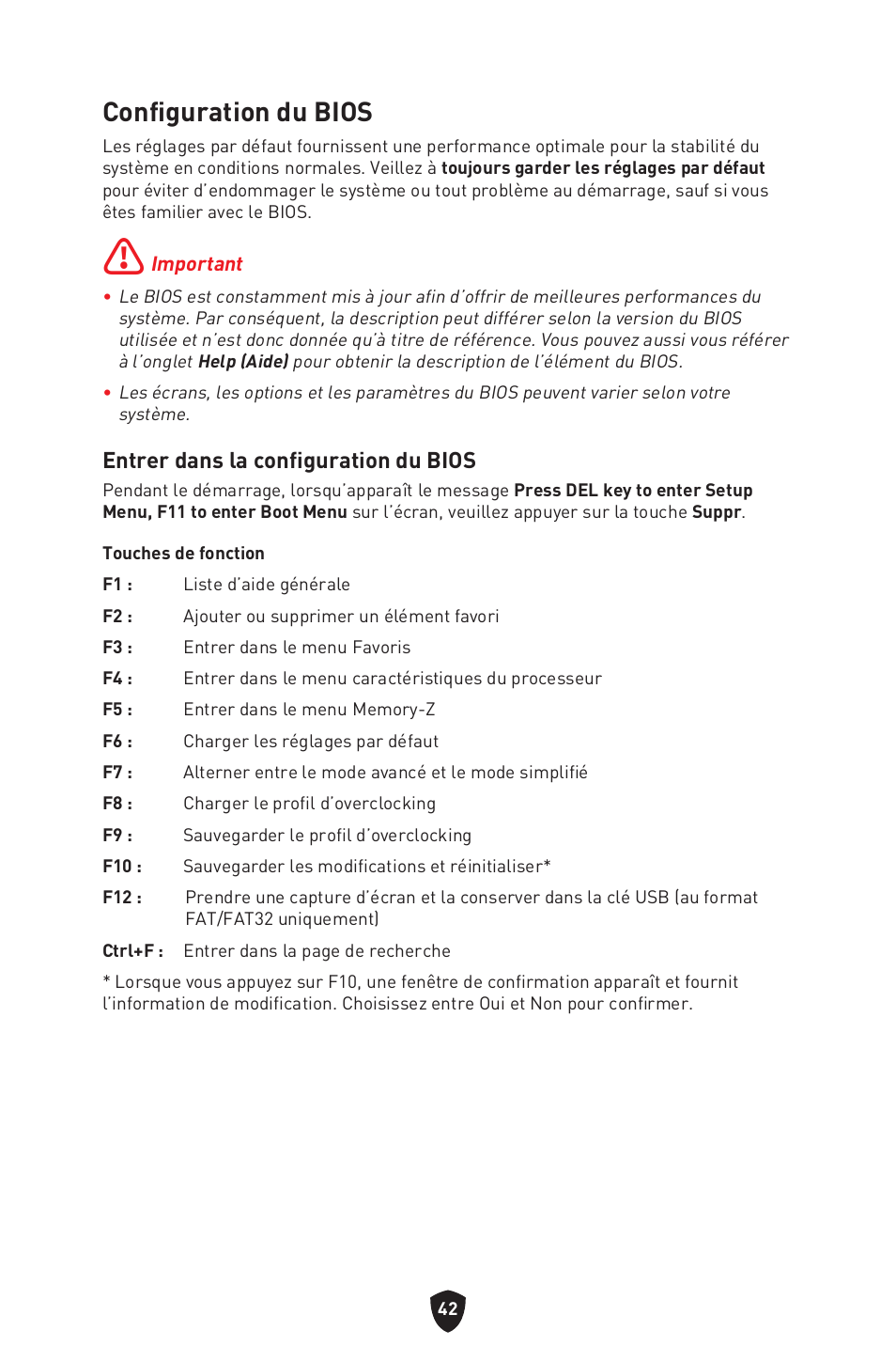 Configuration du bios, Entrer dans la configuration du bios | MSI B450M-A PRO MAX II Micro-ATX Motherboard User Manual | Page 132 / 362