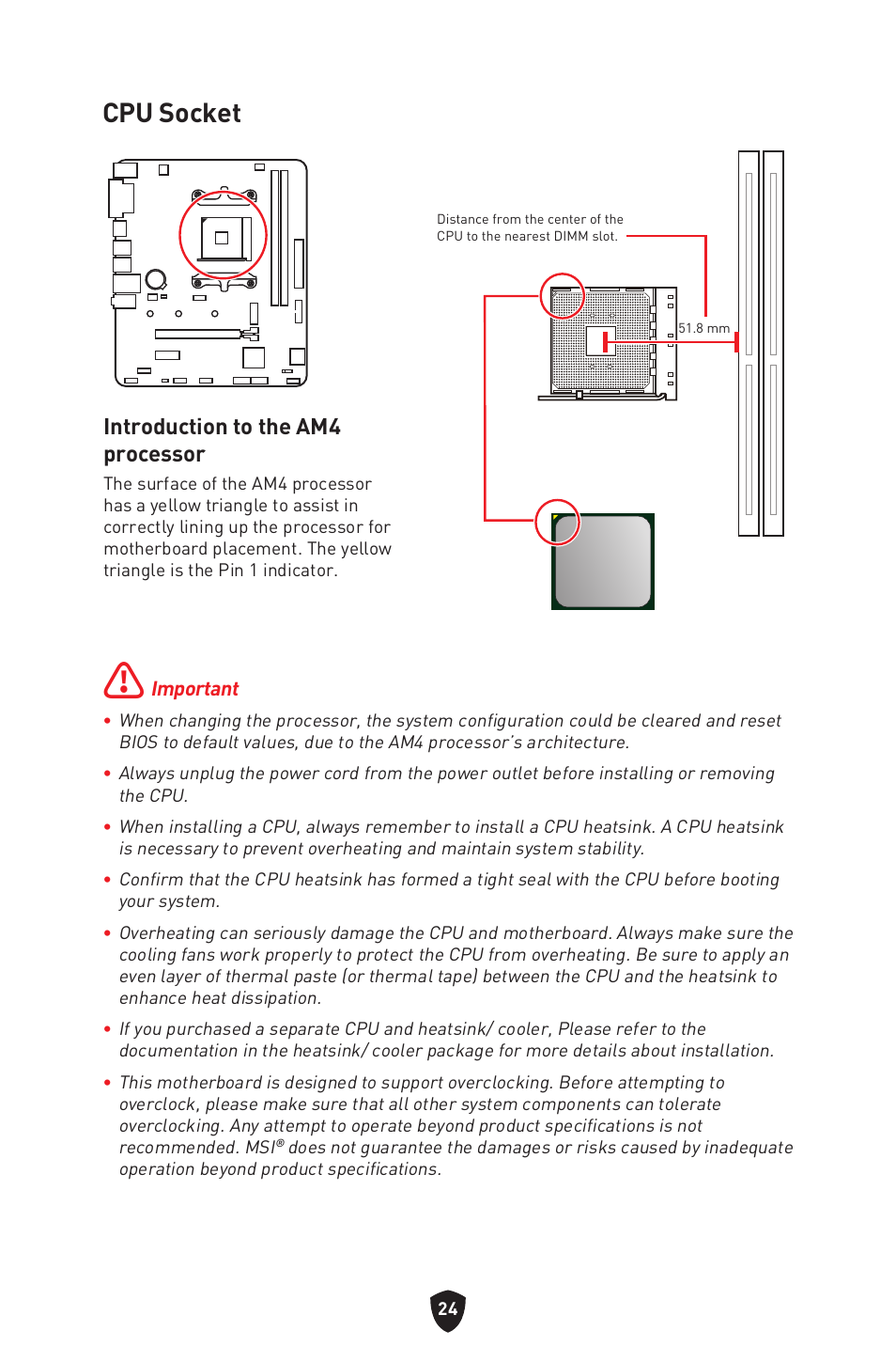 Cpu socket, Introduction to the am4 processor | MSI B450M-A PRO MAX II Micro-ATX Motherboard User Manual | Page 26 / 362