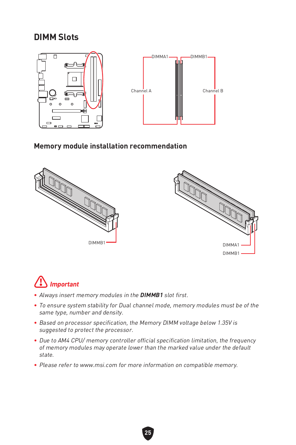Dimm slots | MSI B450M-A PRO MAX II Micro-ATX Motherboard User Manual | Page 27 / 362