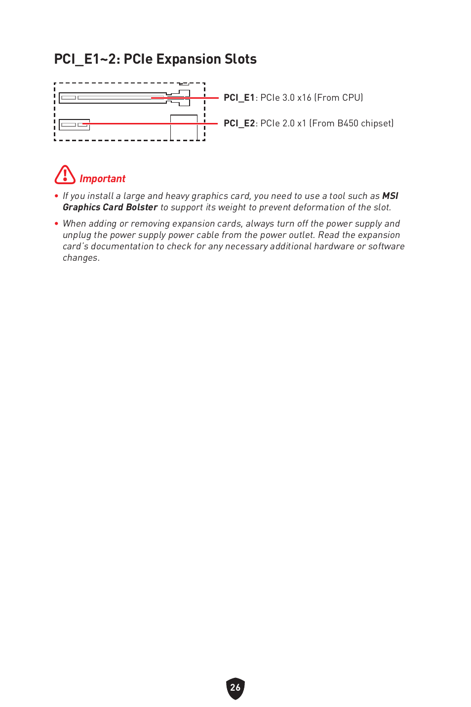 Pci_e1~2: pcie expansion slots | MSI B450M-A PRO MAX II Micro-ATX Motherboard User Manual | Page 28 / 362