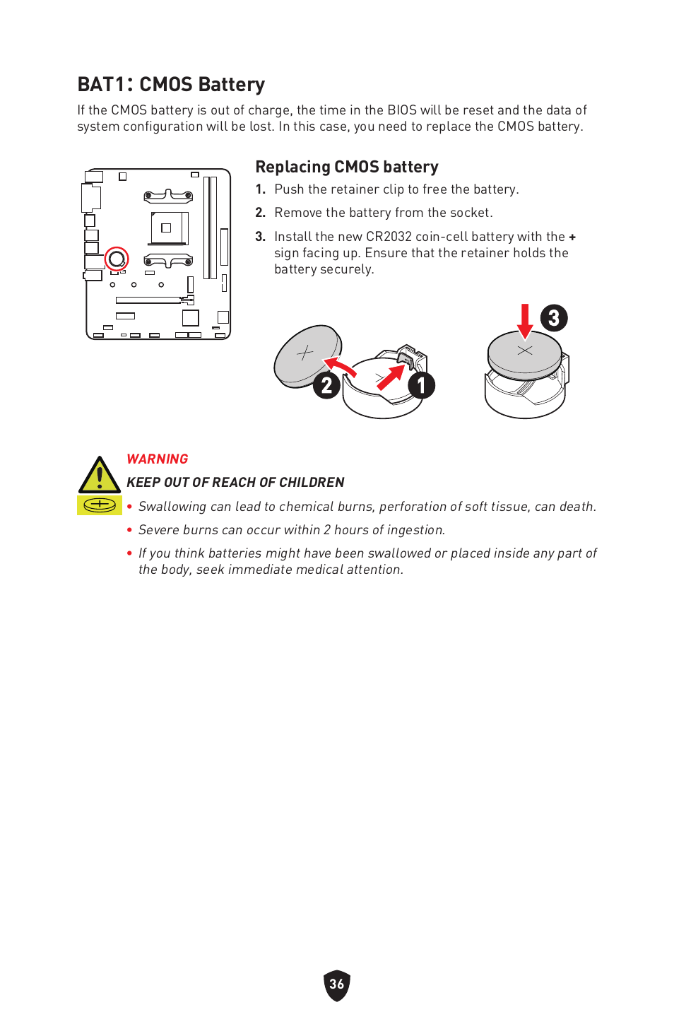 Bat1： cmos battery | MSI B450M-A PRO MAX II Micro-ATX Motherboard User Manual | Page 38 / 362