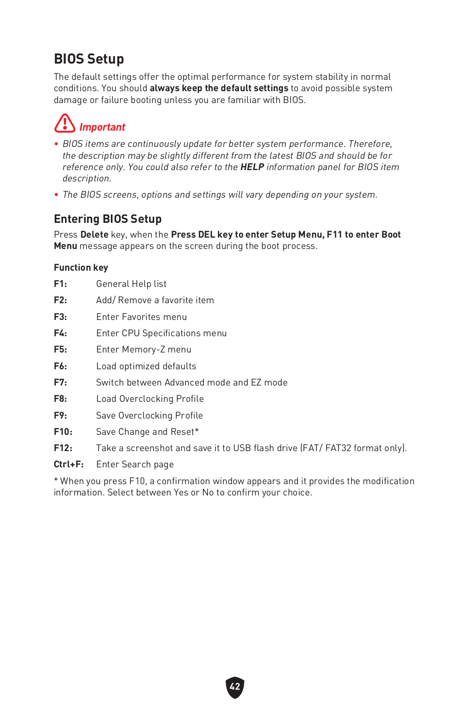 Bios setup, Entering bios setup | MSI B450M-A PRO MAX II Micro-ATX Motherboard User Manual | Page 44 / 362