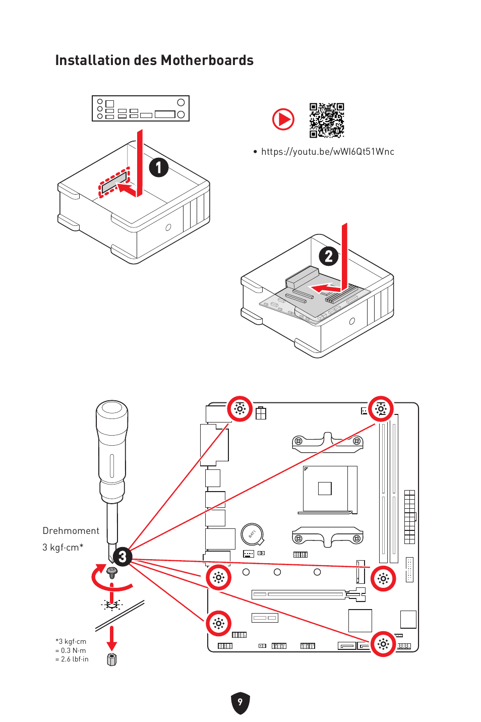 Installation des motherboards | MSI B450M-A PRO MAX II Micro-ATX Motherboard User Manual | Page 55 / 362