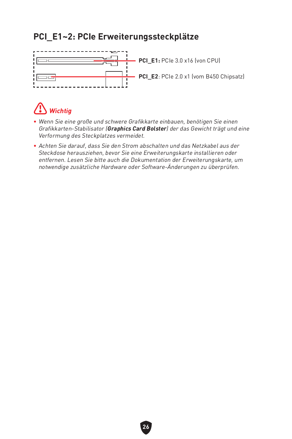 Pci_e1~2: pcie erweiterungssteckplätze | MSI B450M-A PRO MAX II Micro-ATX Motherboard User Manual | Page 72 / 362