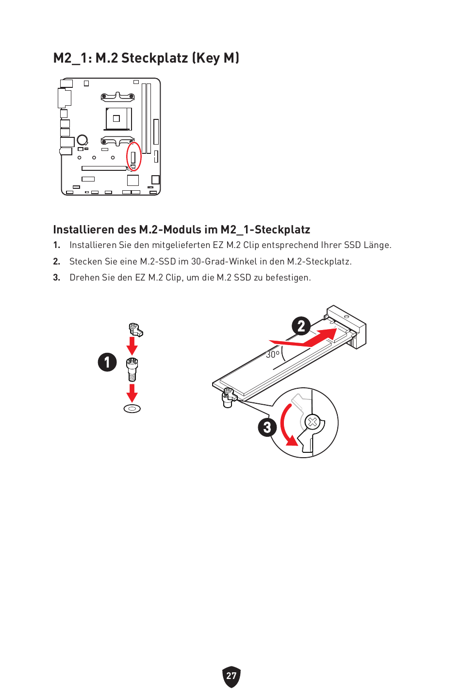 M2_1: m.2 steckplatz (key m) | MSI B450M-A PRO MAX II Micro-ATX Motherboard User Manual | Page 73 / 362