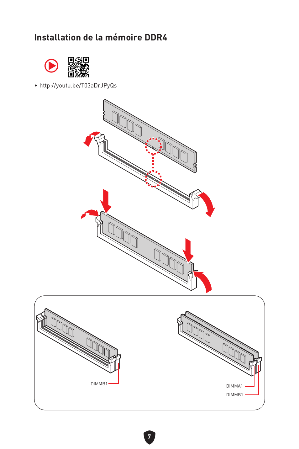 Installation de la mémoire ddr4 | MSI B450M-A PRO MAX II Micro-ATX Motherboard User Manual | Page 97 / 362
