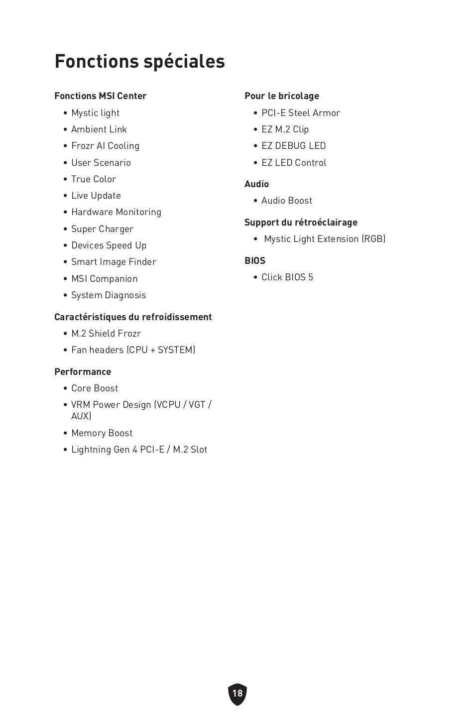 Fonctions spéciales | MSI PRO B760M-P DDR4 LGA 1700 Micro-ATX Motherboard User Manual | Page 114 / 386