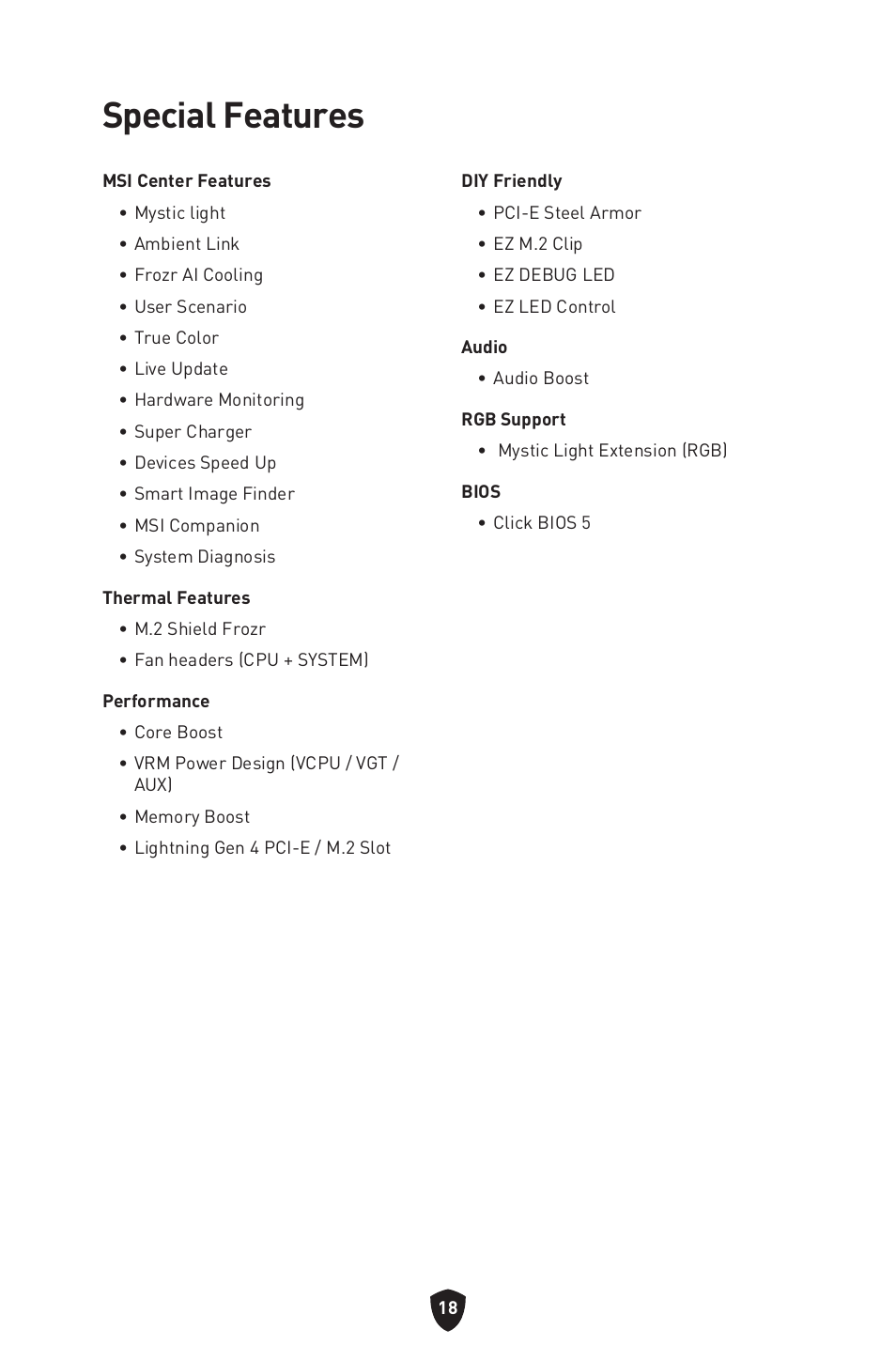 Special features | MSI PRO B760M-P DDR4 LGA 1700 Micro-ATX Motherboard User Manual | Page 20 / 386