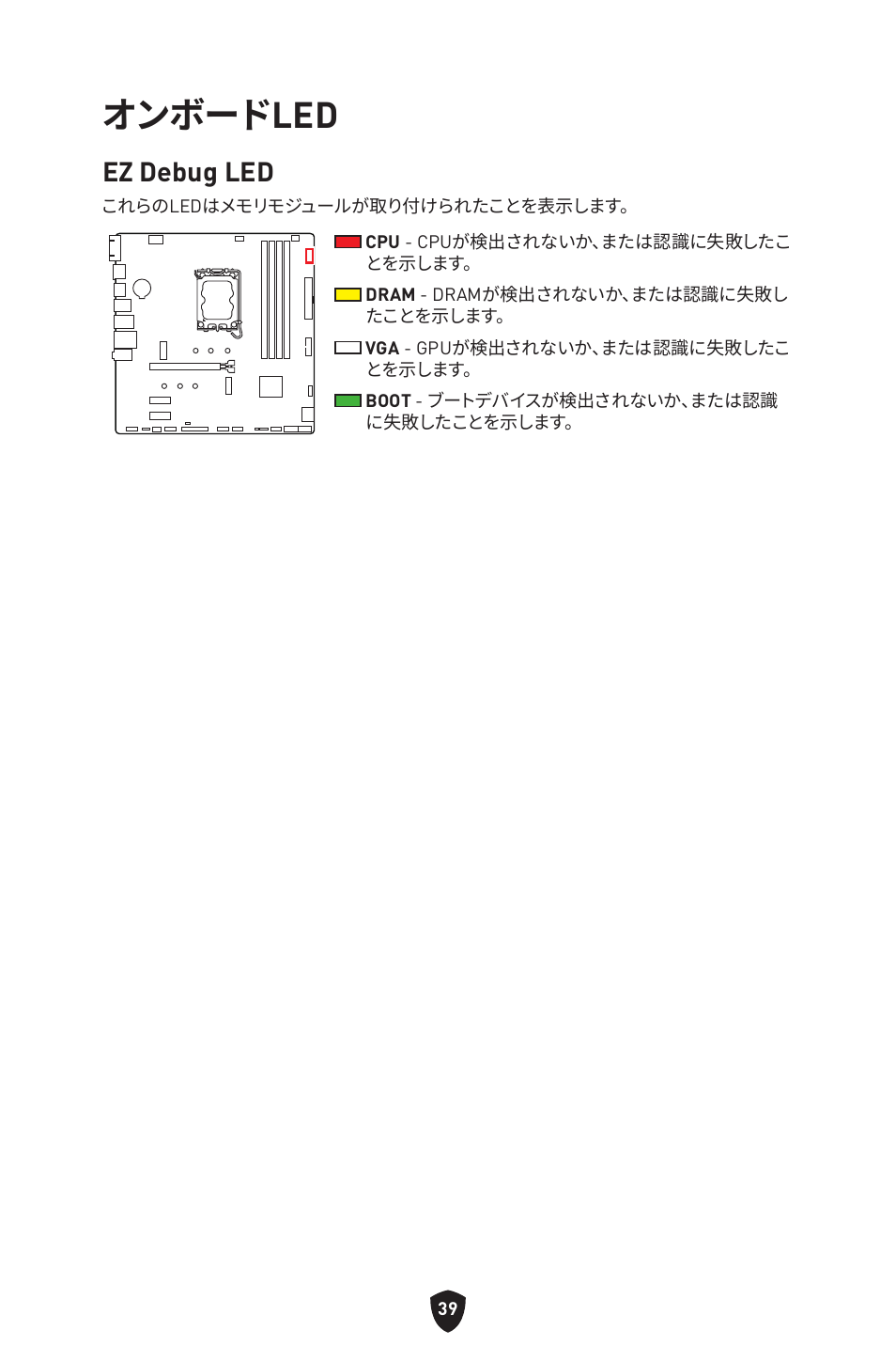 オンボードled, Ez debug led | MSI PRO B760M-P DDR4 LGA 1700 Micro-ATX Motherboard User Manual | Page 229 / 386