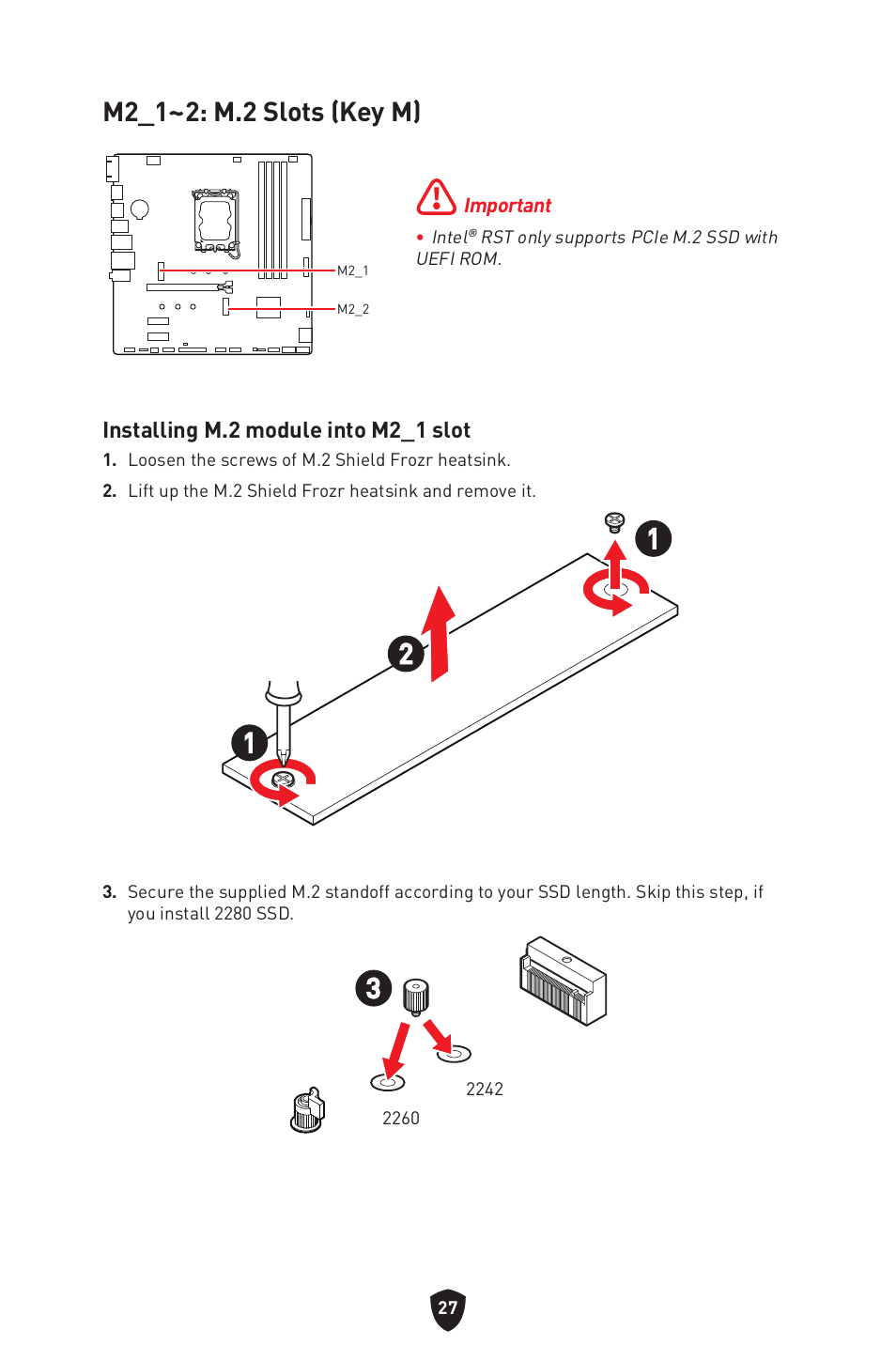 M2_1~2: m.2 slots (key m) | MSI PRO B760M-P DDR4 LGA 1700 Micro-ATX Motherboard User Manual | Page 29 / 386