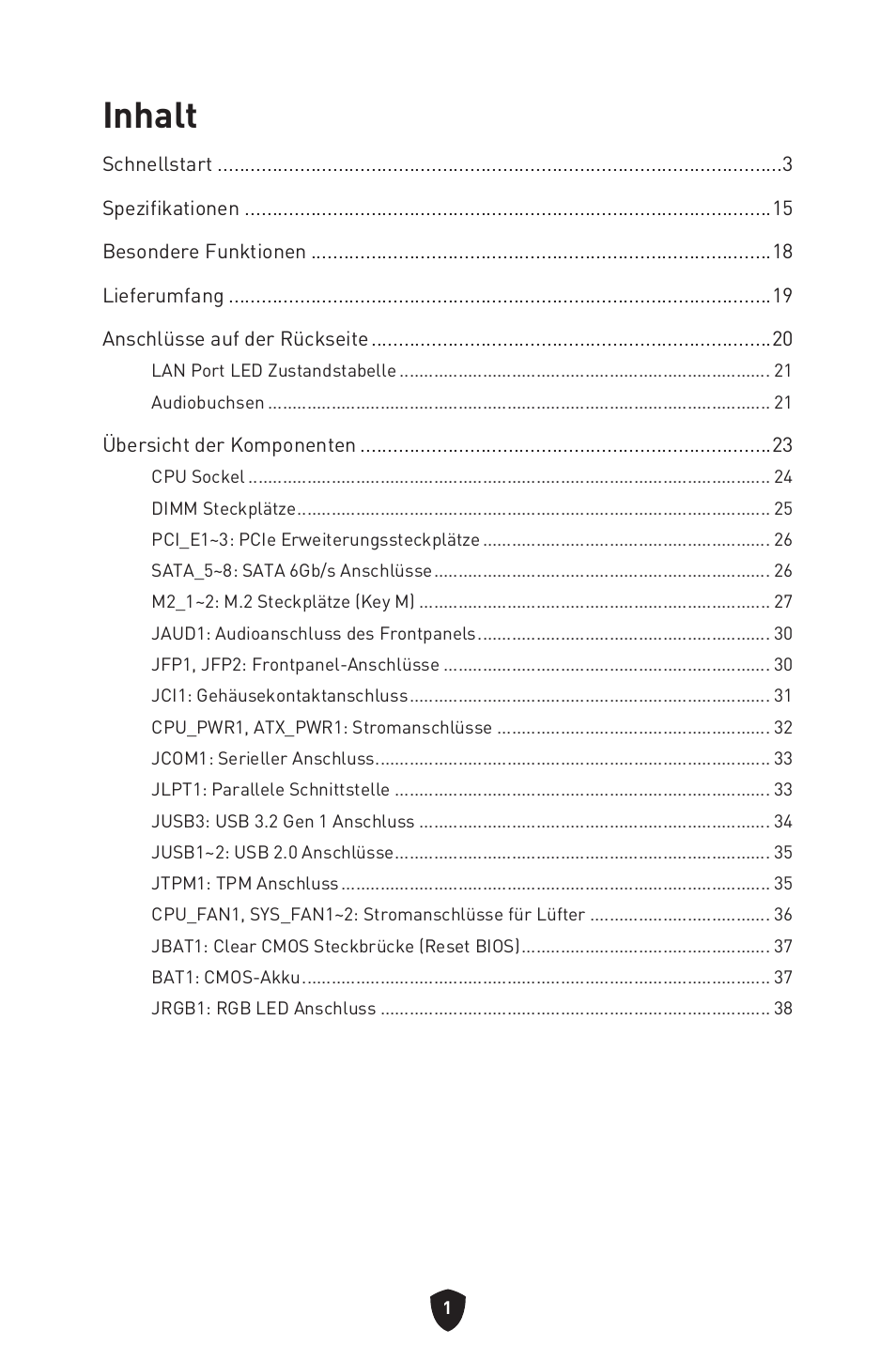 Deutsch, Inhalt | MSI PRO B760M-P DDR4 LGA 1700 Micro-ATX Motherboard User Manual | Page 50 / 386