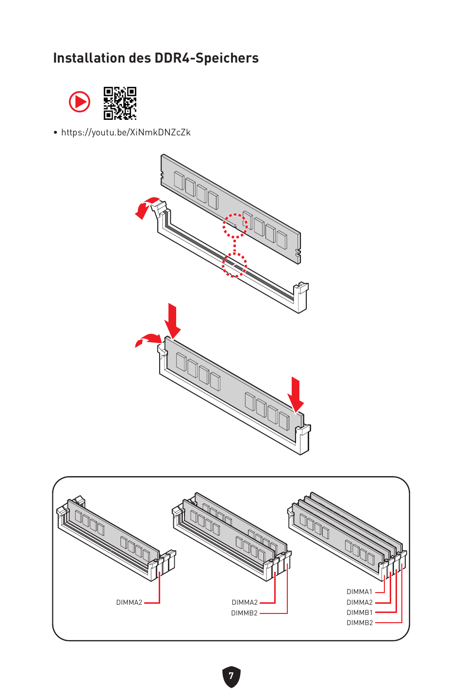 Installation des ddr4-speichers | MSI PRO B760M-P DDR4 LGA 1700 Micro-ATX Motherboard User Manual | Page 56 / 386