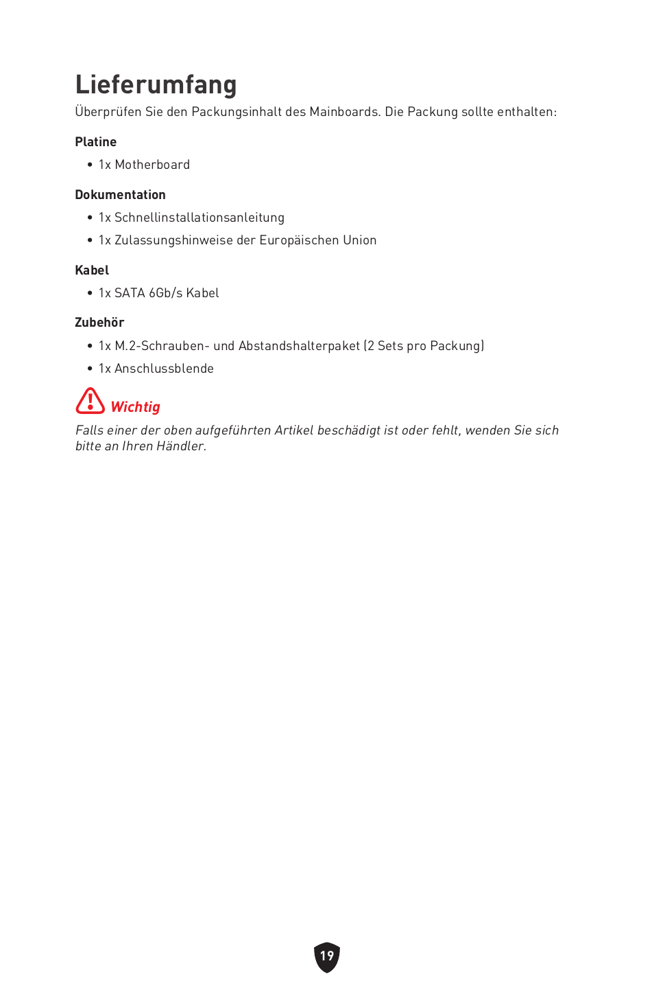 Lieferumfang | MSI PRO B760M-P DDR4 LGA 1700 Micro-ATX Motherboard User Manual | Page 68 / 386