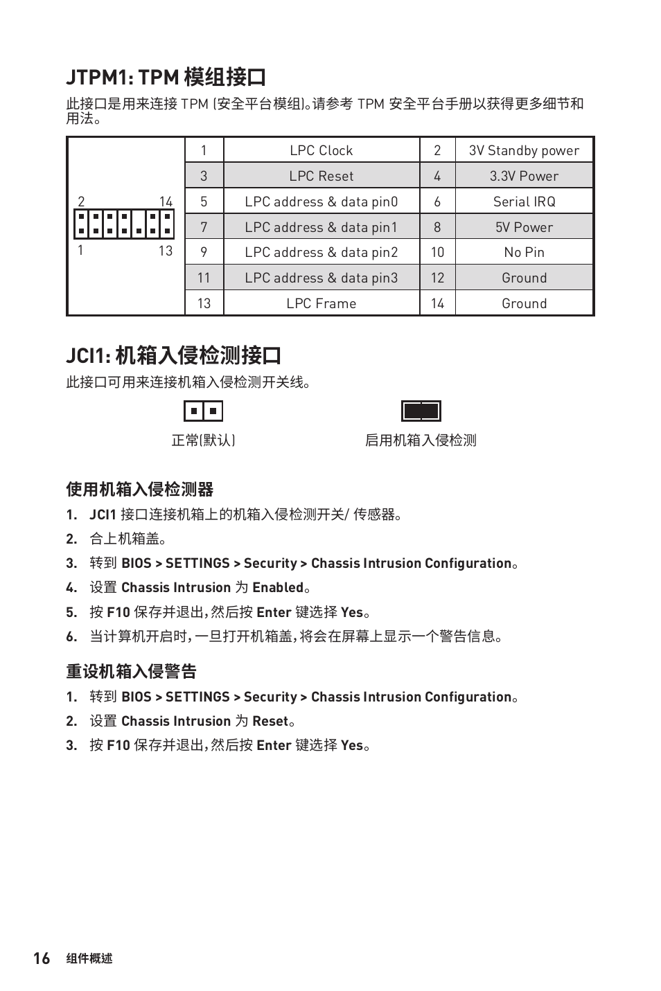 Jtpm1: tpm 模组接口, Jci1: 机箱入侵检测接口 | MSI B450M-A PRO MAX AM4 Micro-ATX Motherboard User Manual | Page 116 / 165