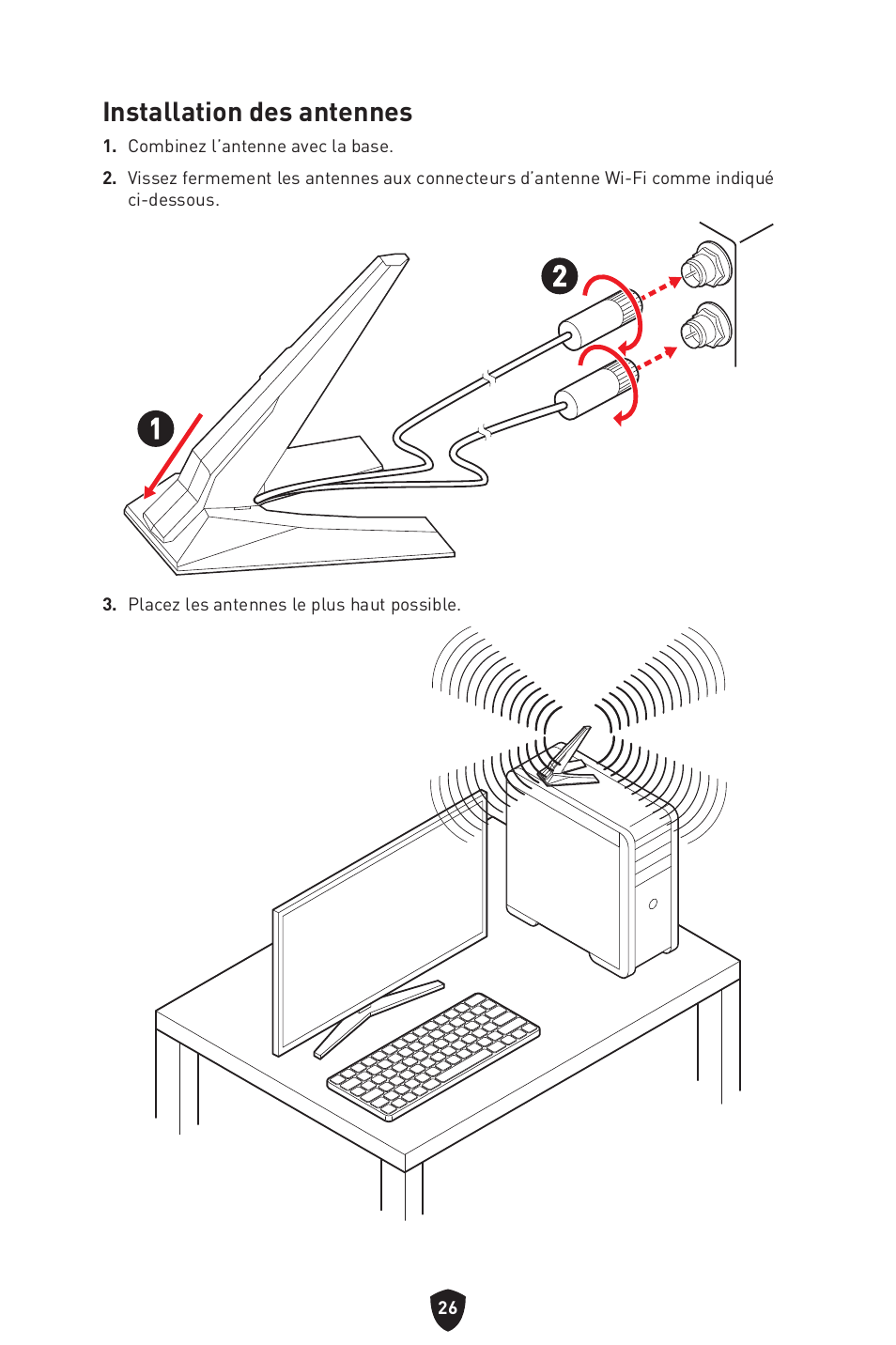 Installation des antennes | MSI MPG Z790 CARBON WIFI LGA 1700 ATX Motherboard User Manual | Page 156 / 524