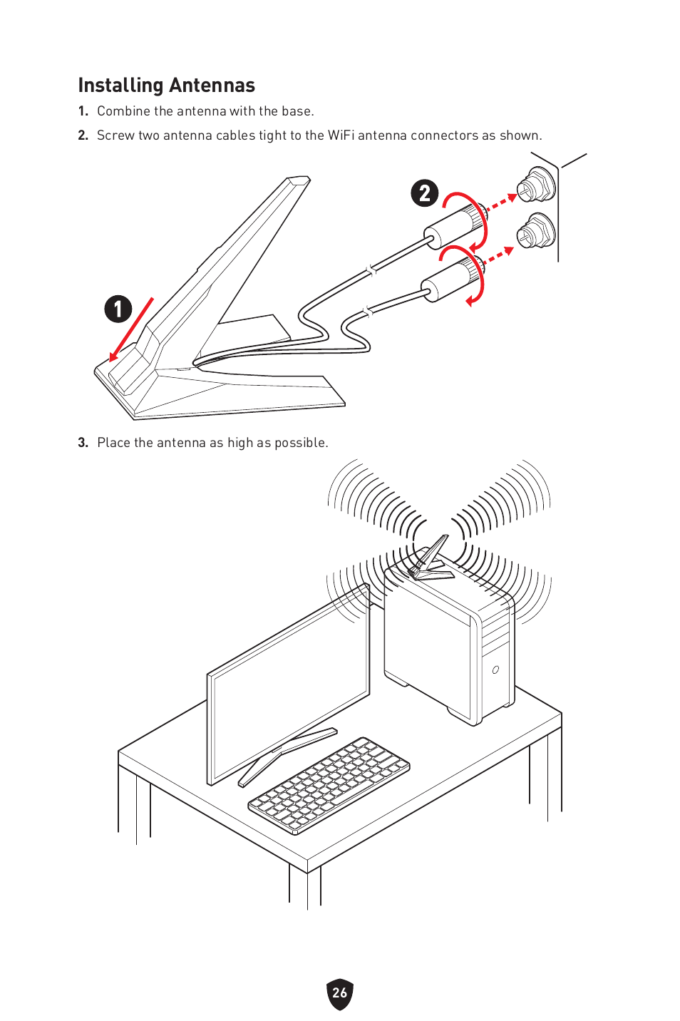 Installing antennas | MSI MPG Z790 CARBON WIFI LGA 1700 ATX Motherboard User Manual | Page 28 / 524