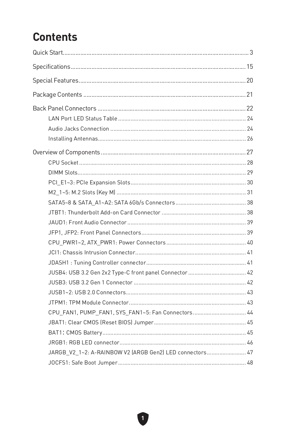 MSI MPG Z790 CARBON WIFI LGA 1700 ATX Motherboard User Manual | Page 3 / 524