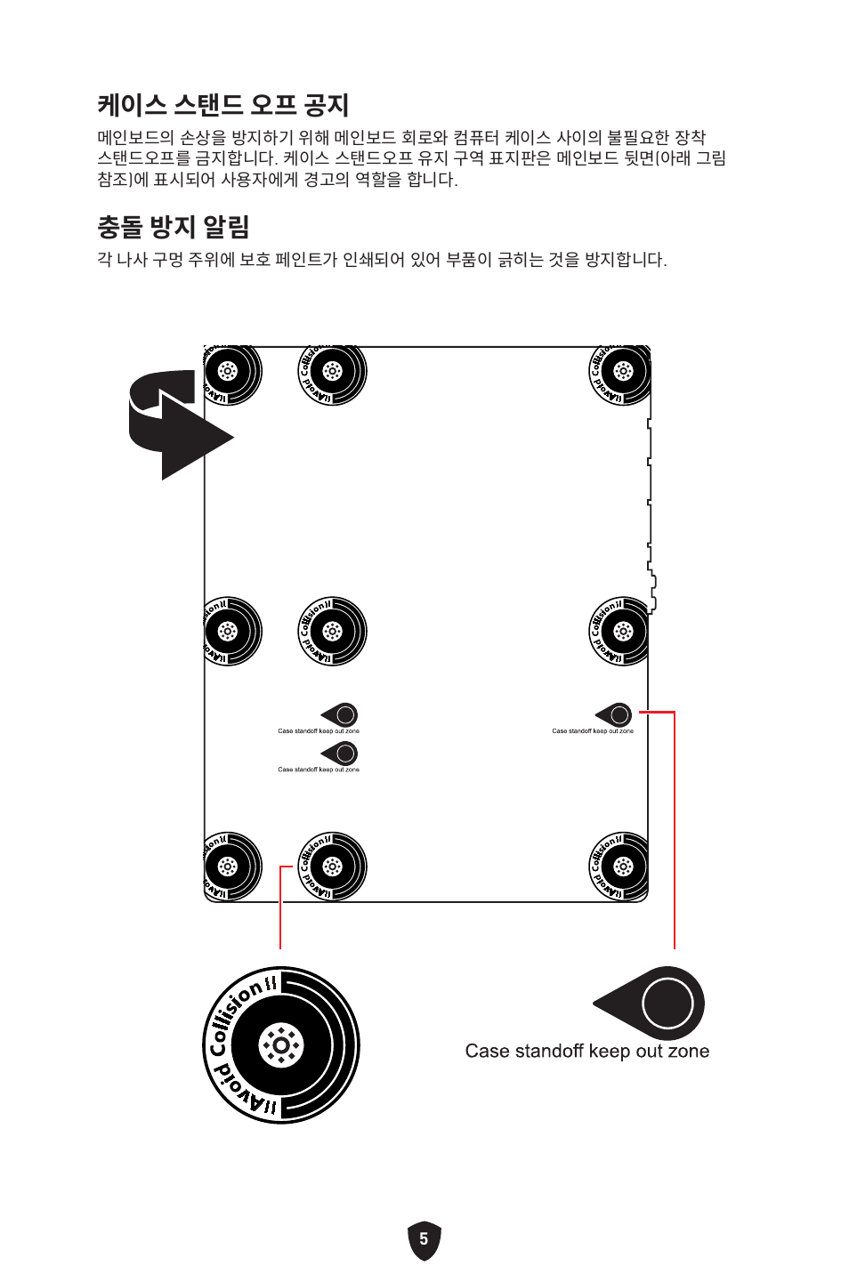 케이스 스탠드 오프 공지, 충돌 방지 알림 | MSI MPG Z790 CARBON WIFI LGA 1700 ATX Motherboard User Manual | Page 327 / 524