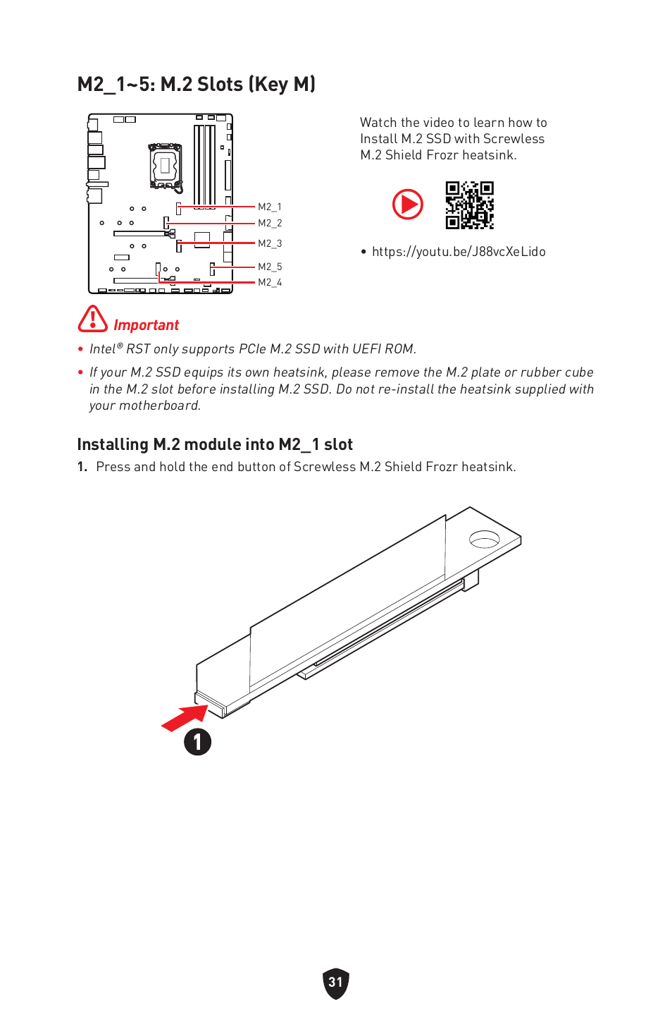 M2_1~5: m.2 slots (key m) | MSI MPG Z790 CARBON WIFI LGA 1700 ATX Motherboard User Manual | Page 33 / 524