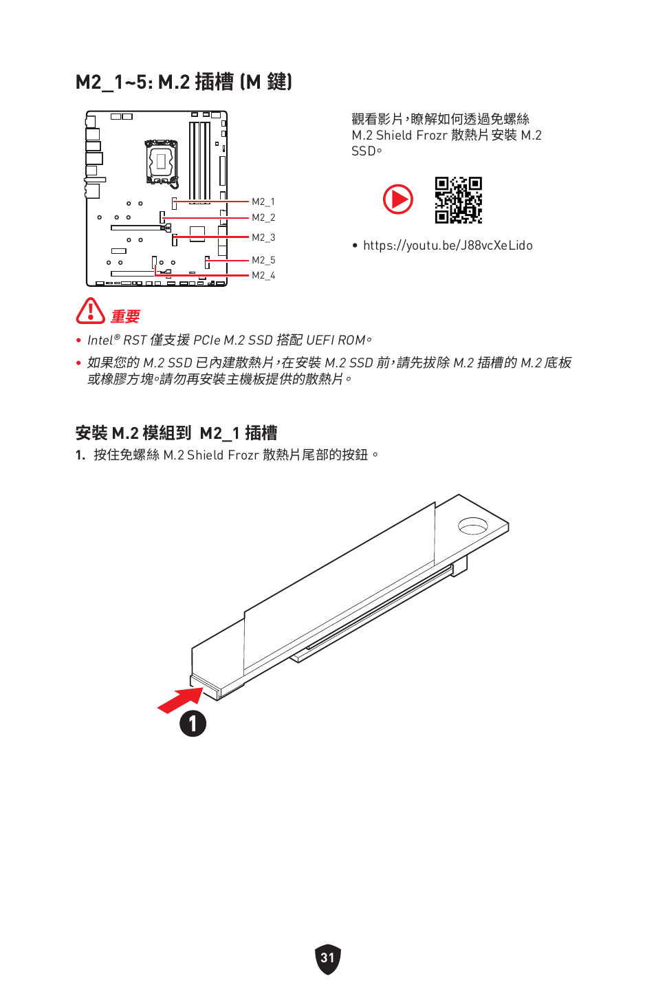 M2_1~5: m.2 插槽 (m 鍵) | MSI MPG Z790 CARBON WIFI LGA 1700 ATX Motherboard User Manual | Page 417 / 524