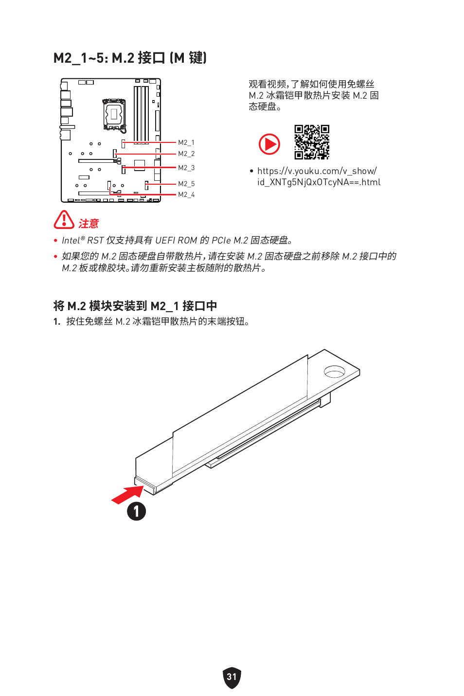 M2_1~5: m.2 接口 (m 键) | MSI MPG Z790 CARBON WIFI LGA 1700 ATX Motherboard User Manual | Page 481 / 524