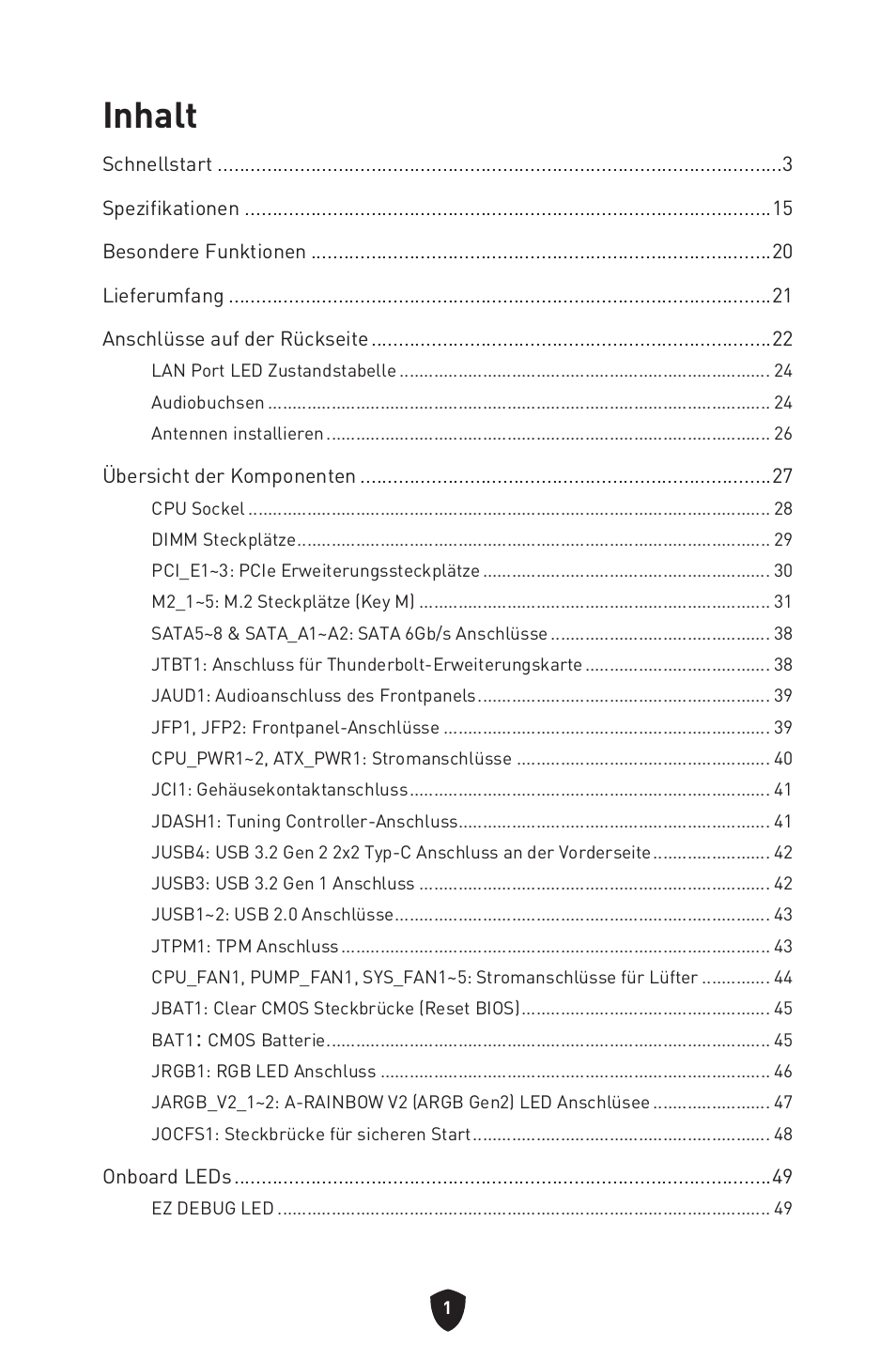 Deutsch, Inhalt | MSI MPG Z790 CARBON WIFI LGA 1700 ATX Motherboard User Manual | Page 67 / 524