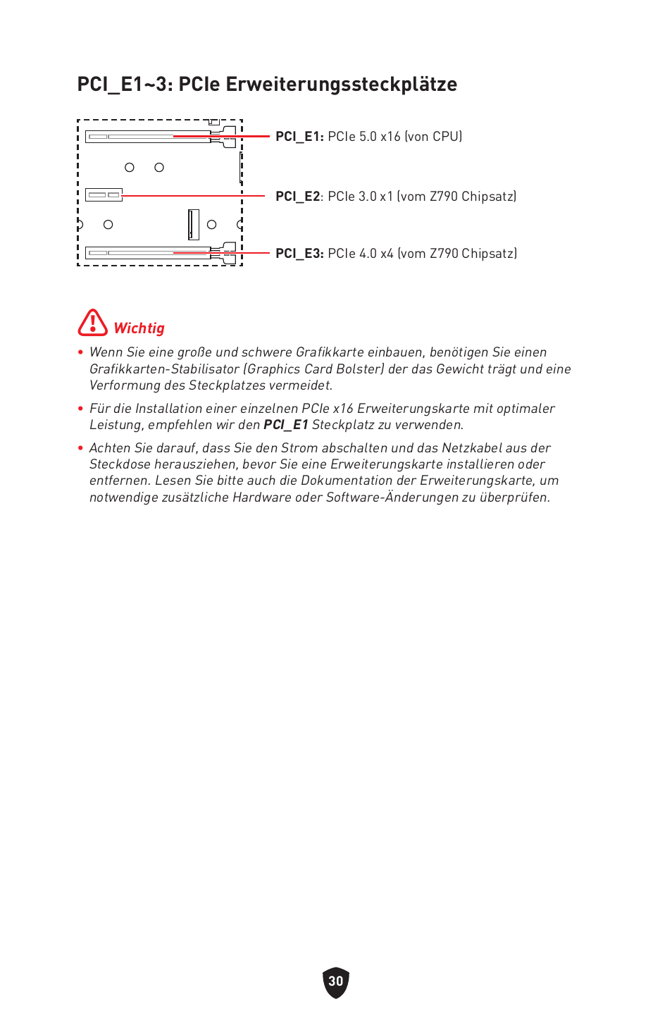 Pci_e1~3: pcie erweiterungssteckplätze | MSI MPG Z790 CARBON WIFI LGA 1700 ATX Motherboard User Manual | Page 96 / 524